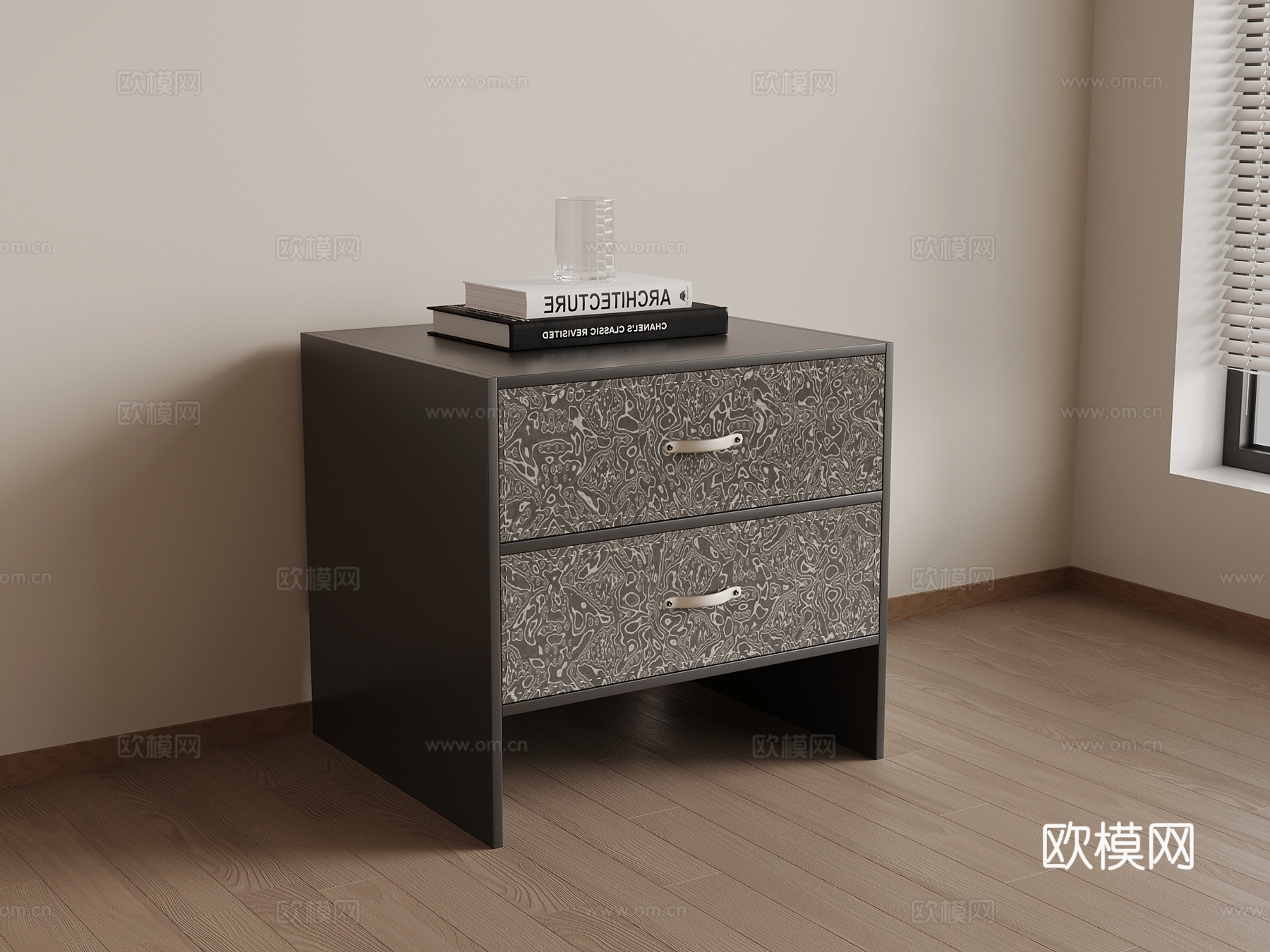 现代意式床头柜 摆件3d模型