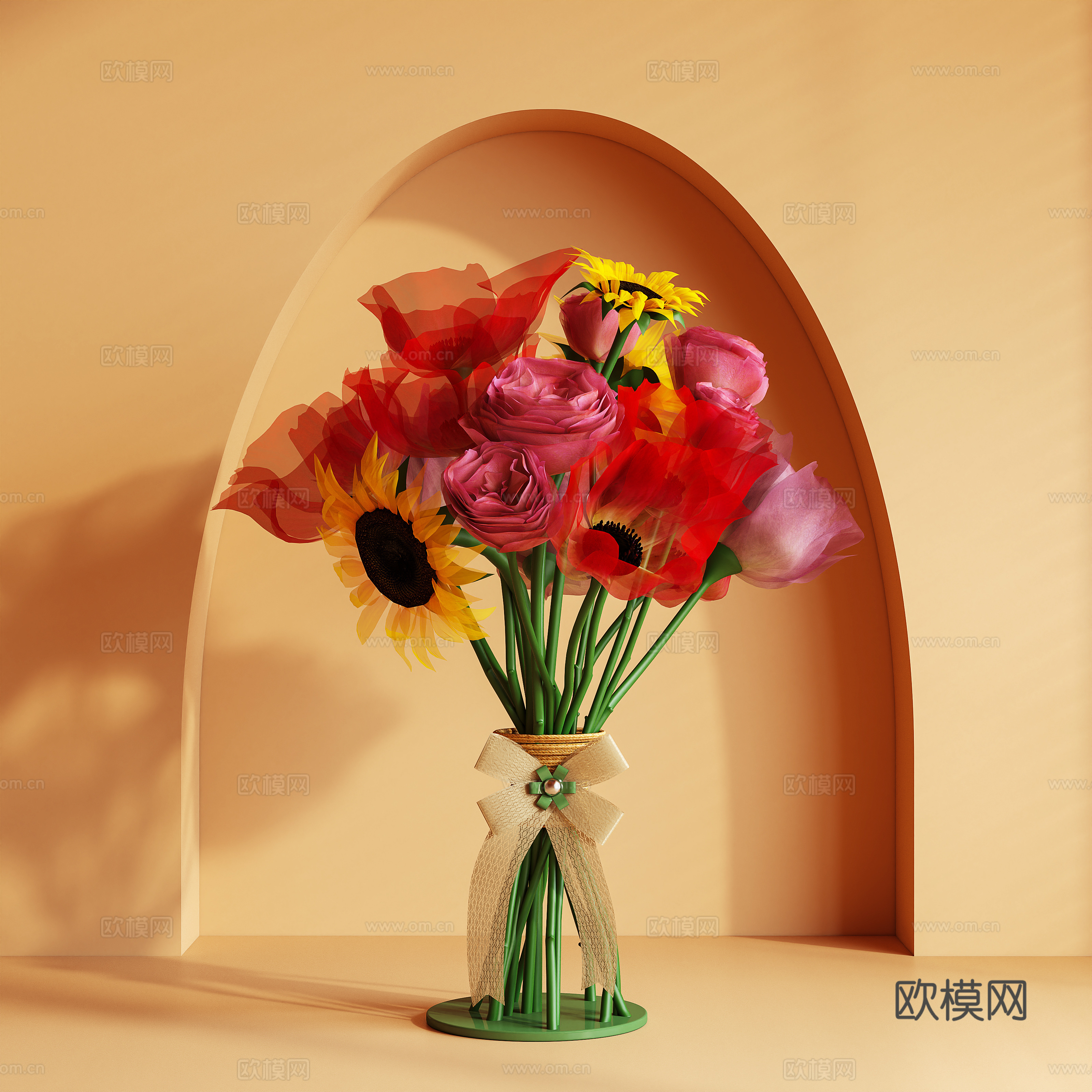 花艺装置 艺术装置 美陈 假花 花束 摆件3d模型