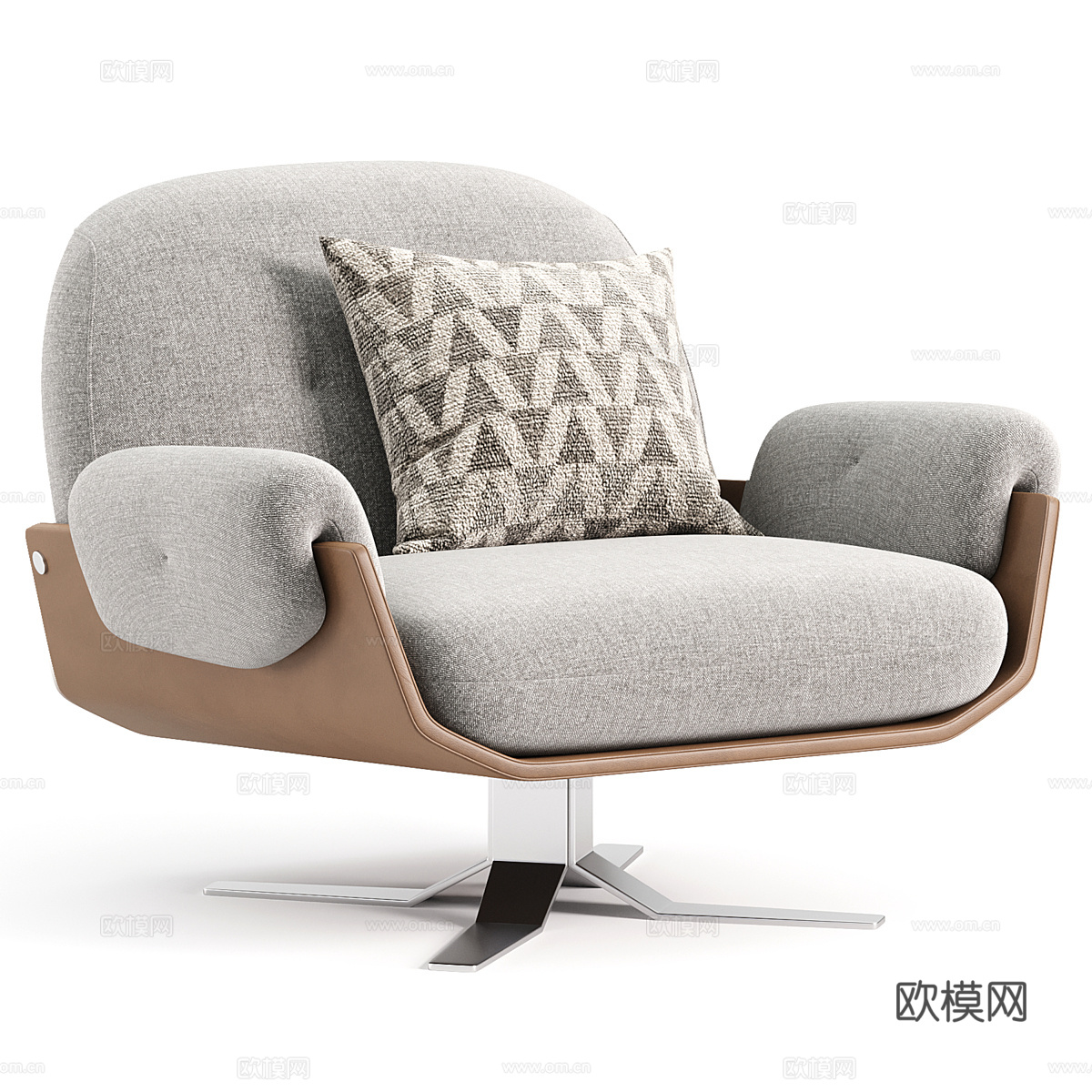 现代意式布艺皮革休闲椅3d模型