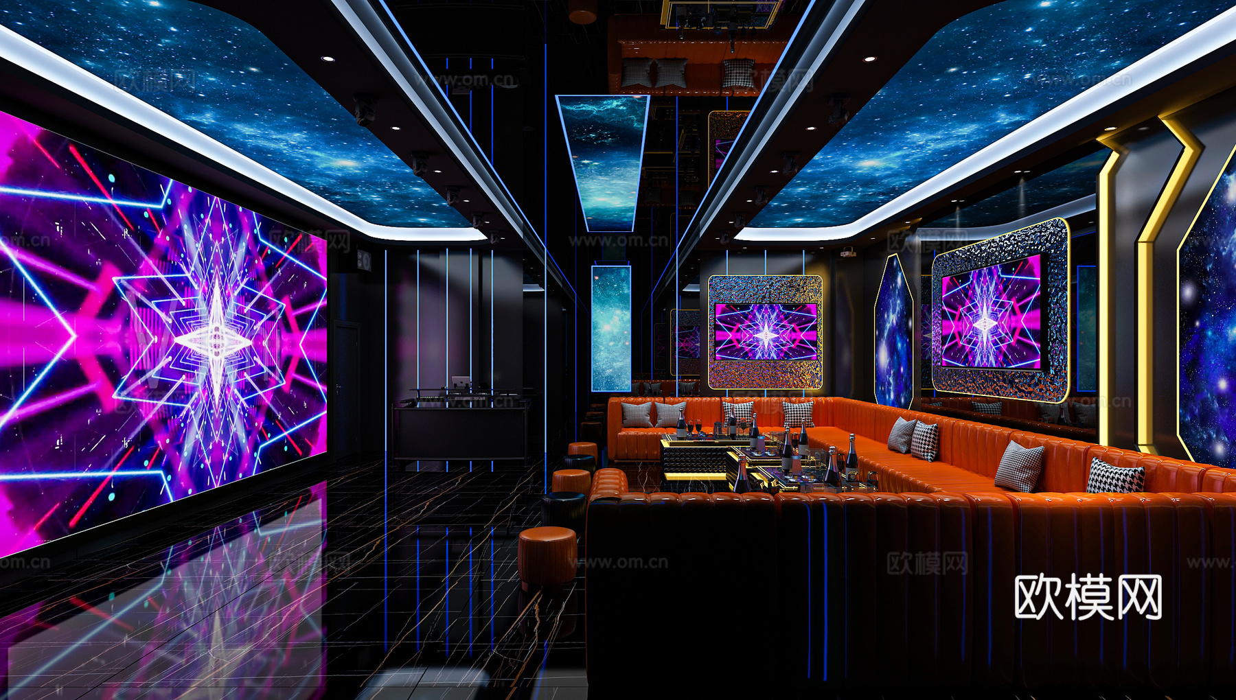 派对房 KTV 打碟机 卡座沙发 激光灯3d模型