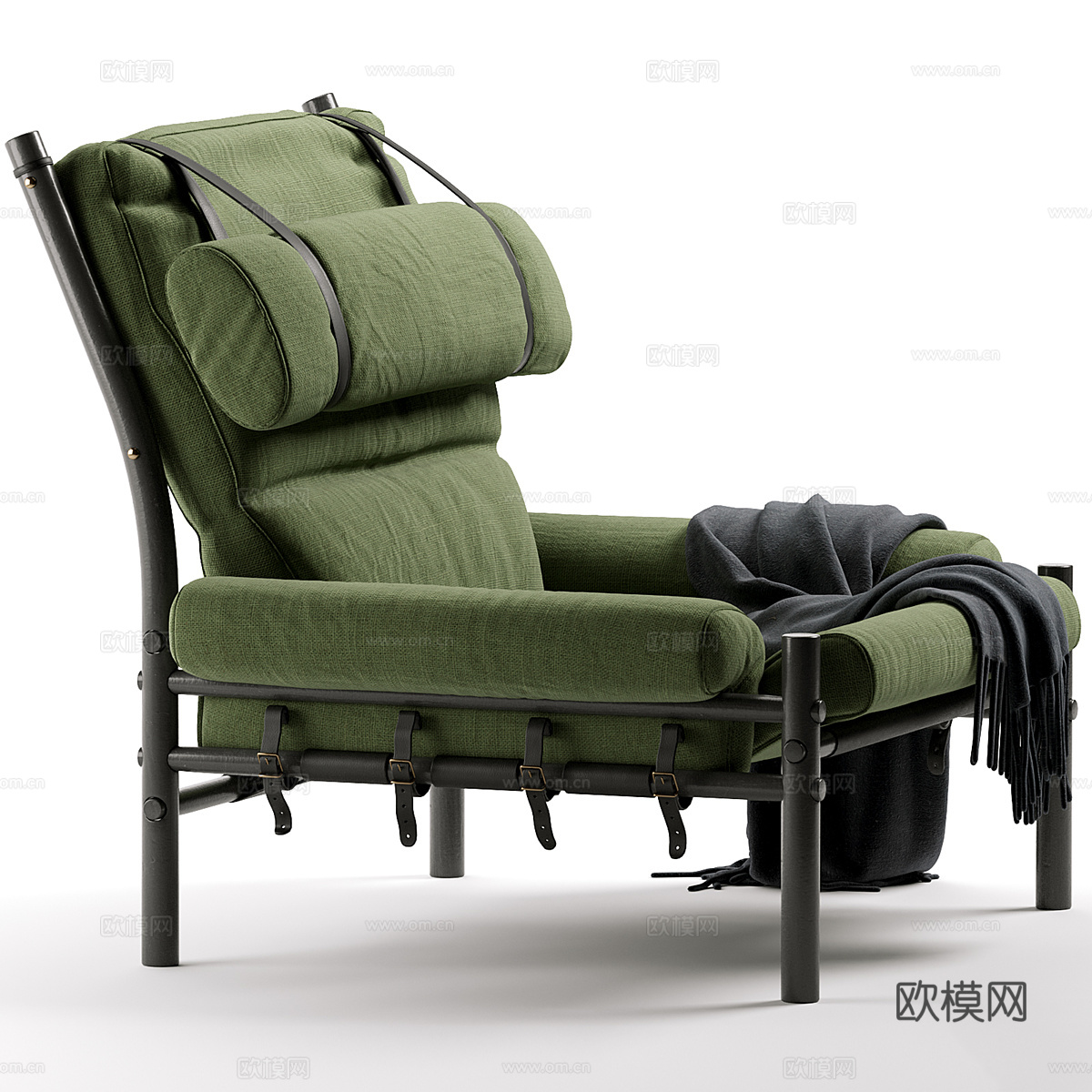 现代意式布艺扶手椅3d模型