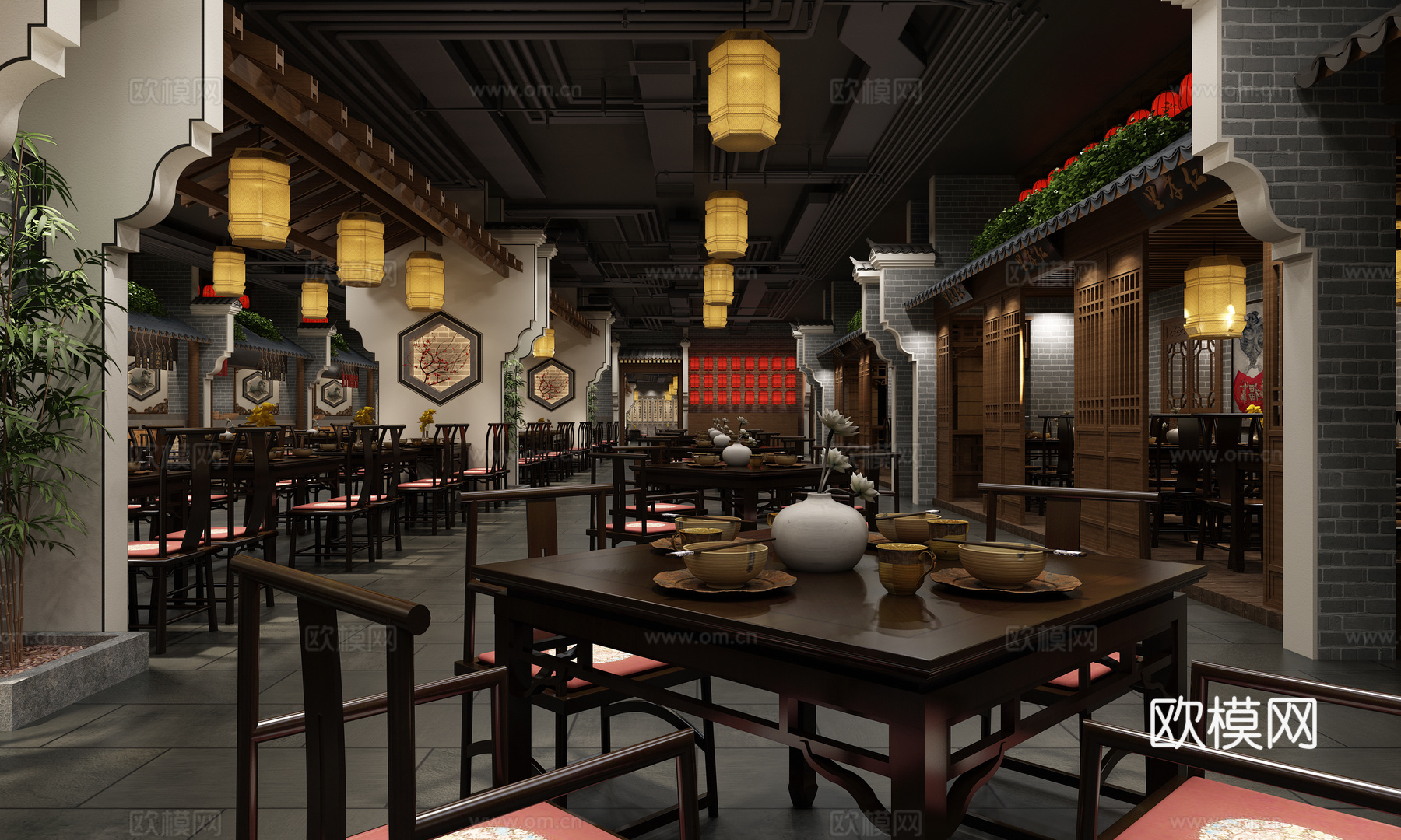 餐厅3d模型下载（渲染图1）