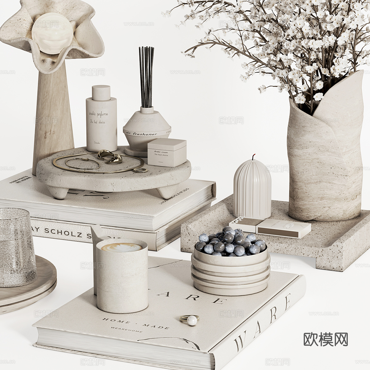 现代侘寂饰品摆件组合3d模型