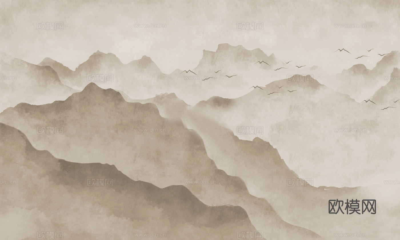 新中式山水壁纸贴图