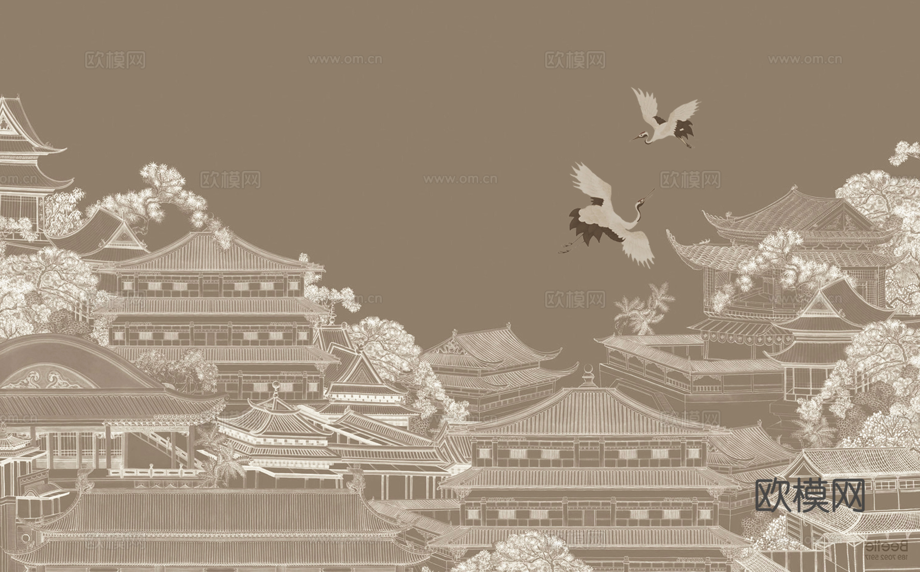 新中式壁纸壁画贴图