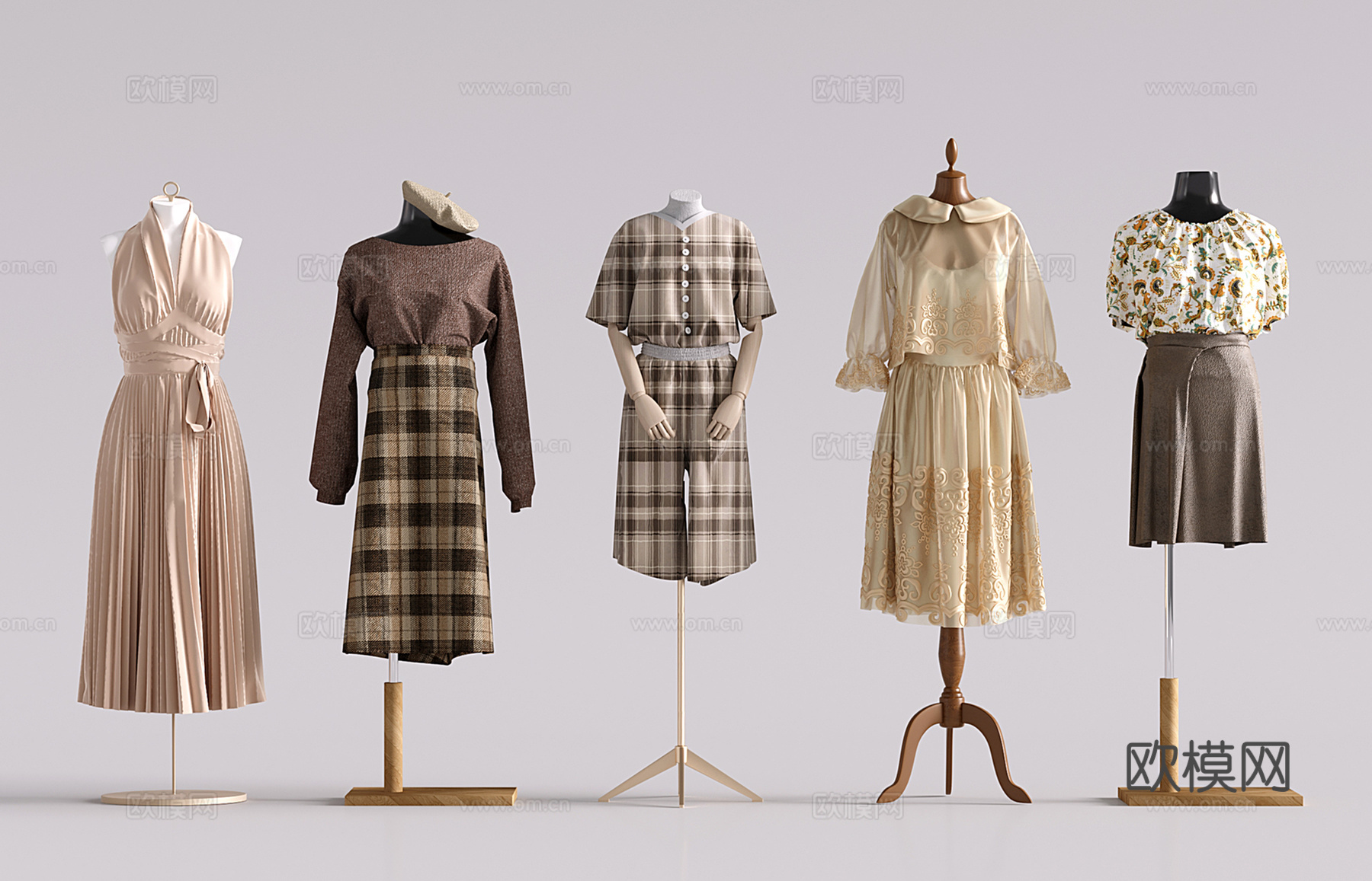 现代衣服 服装模特 商展器材 服装店展示用品 衣架3d模型