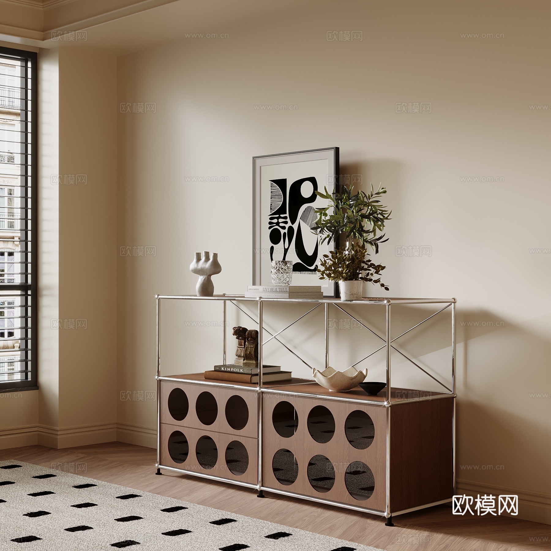 中古风边柜 端景柜 玄关柜3d模型