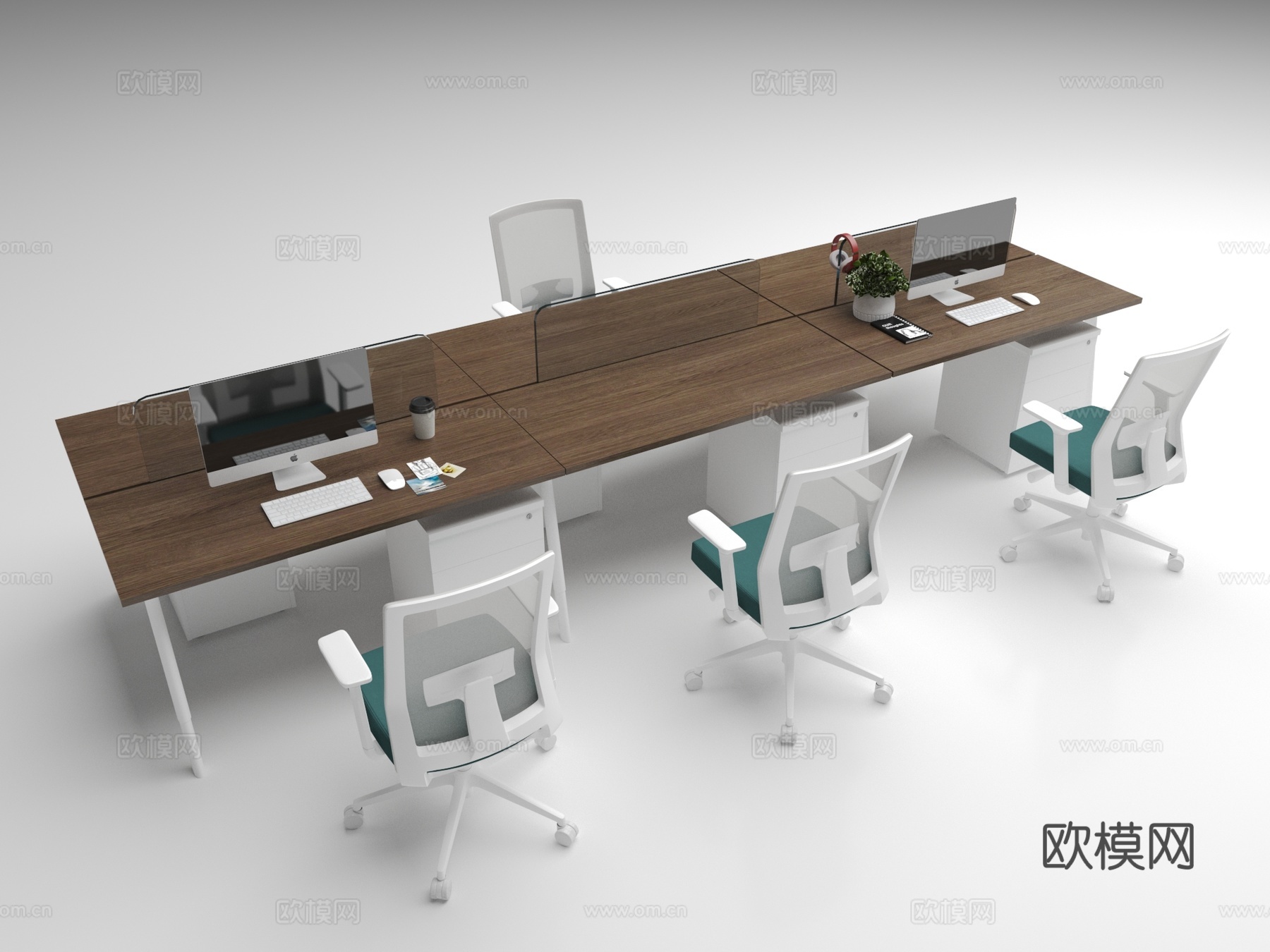 办公桌 工位 办公室桌椅 长条办公桌3d模型