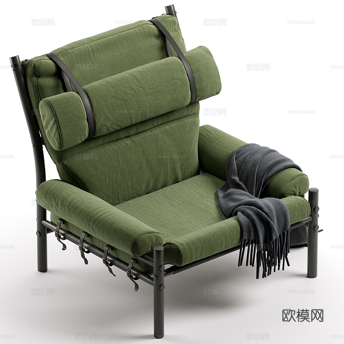现代意式布艺扶手椅3d模型