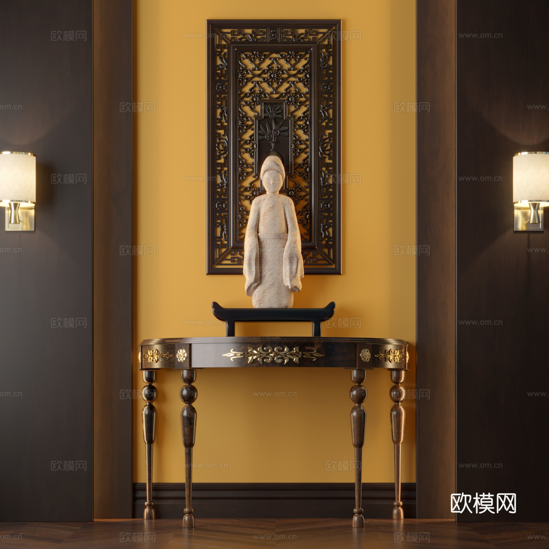 新中式玄关台 端景桌3d模型