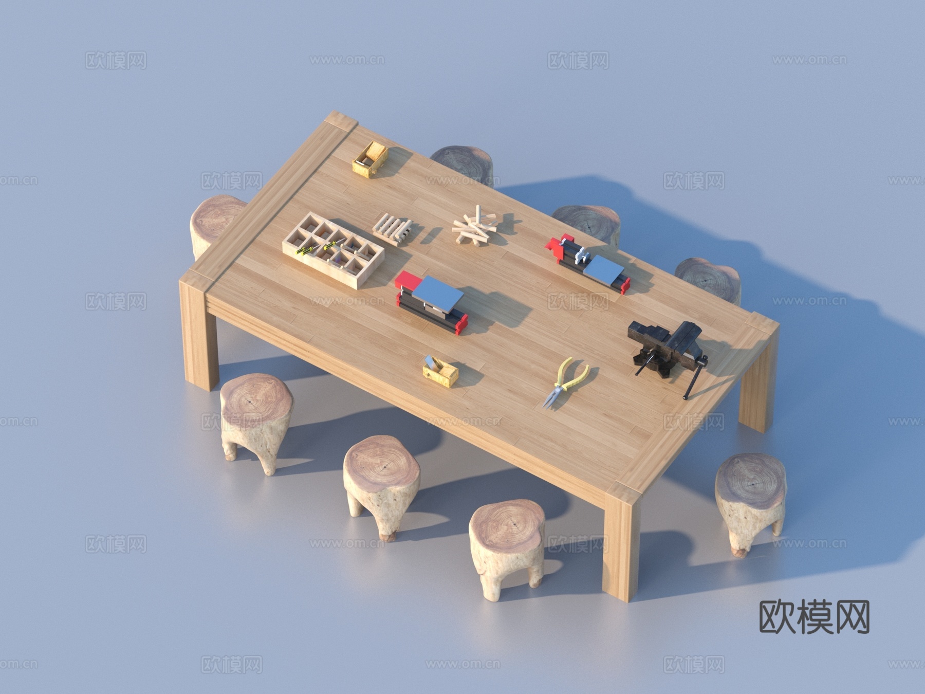 木工工具 桌椅组合su模型
