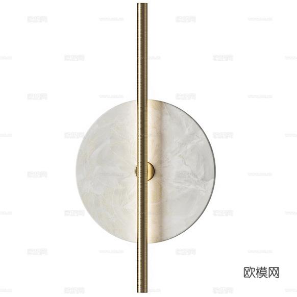 現(xiàn)代意式輕奢大理石金屬裝飾壁燈3d模型下載(渲染圖3)