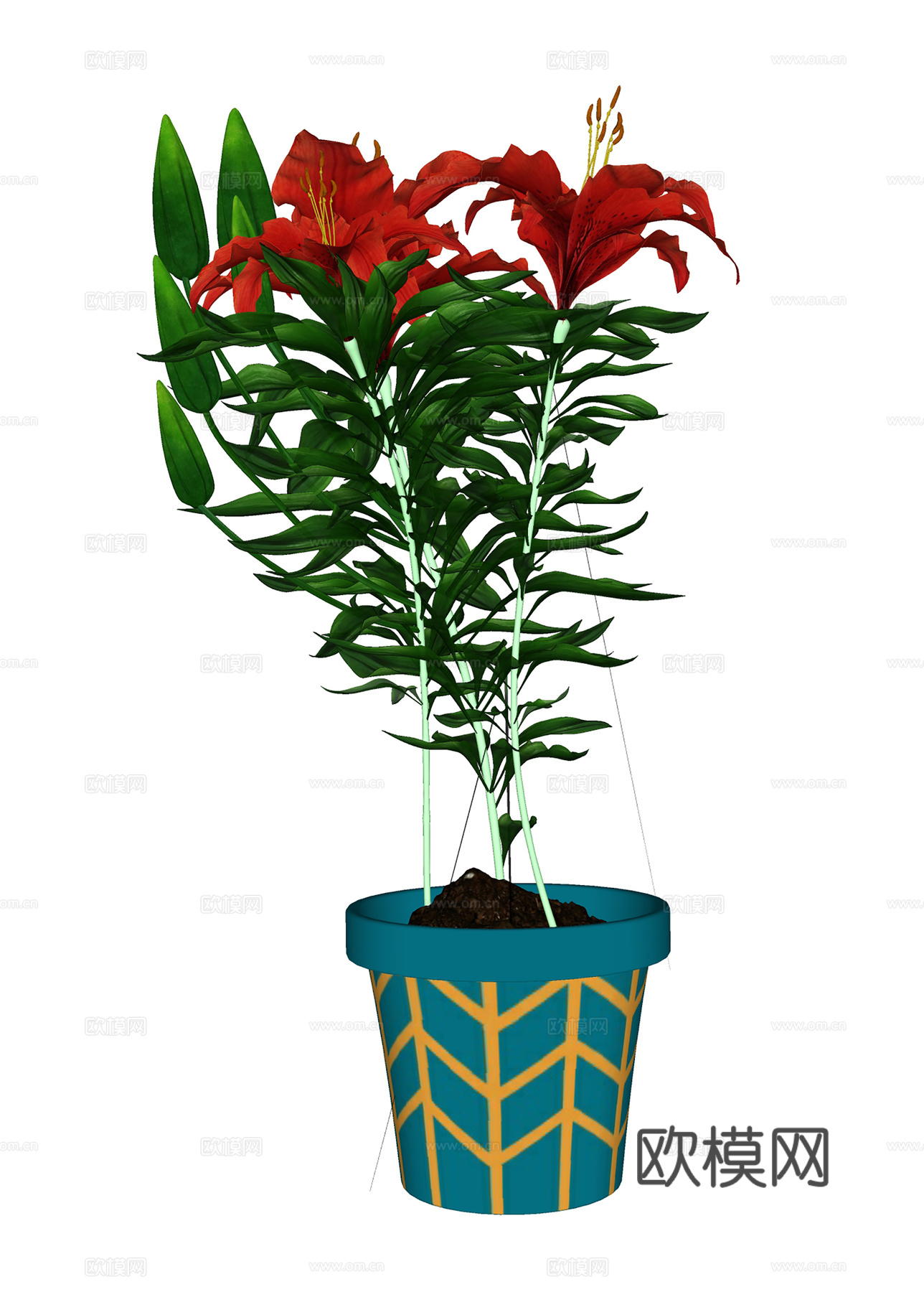 现代简约盆栽盆景  植物花草  室内绿植su模型