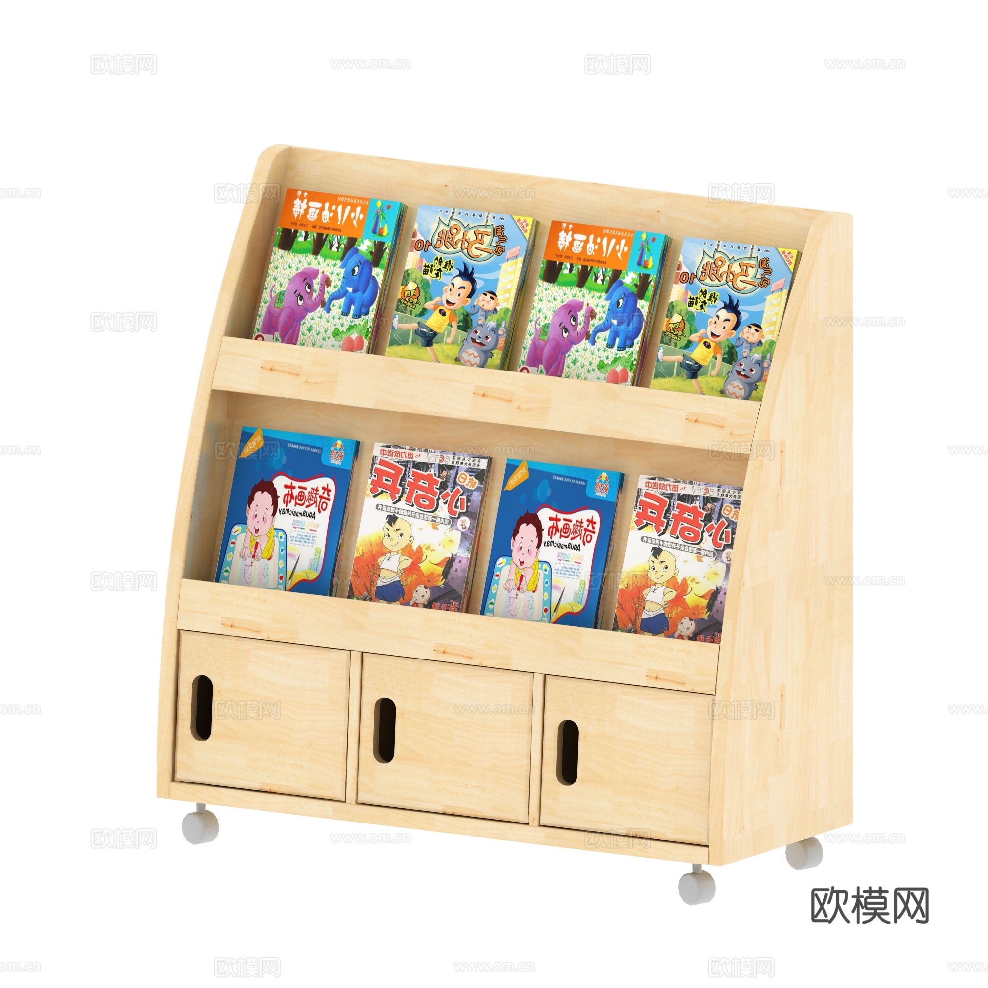 双面书柜造型柜儿童小柜子幼教黑板小柜子3d模型下载（渲染图1）