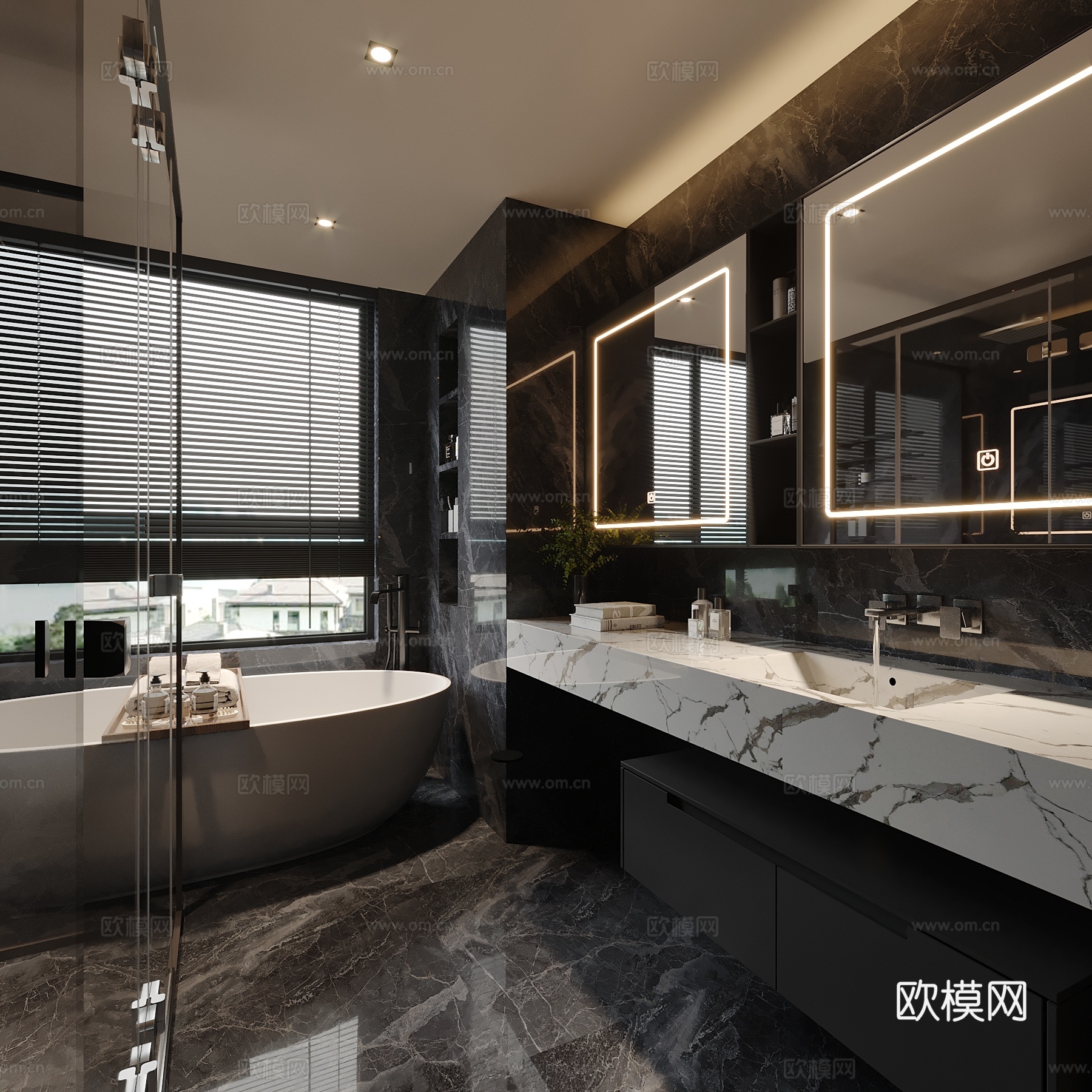 现代卫生间 浴室柜 淋浴间 浴缸su模型