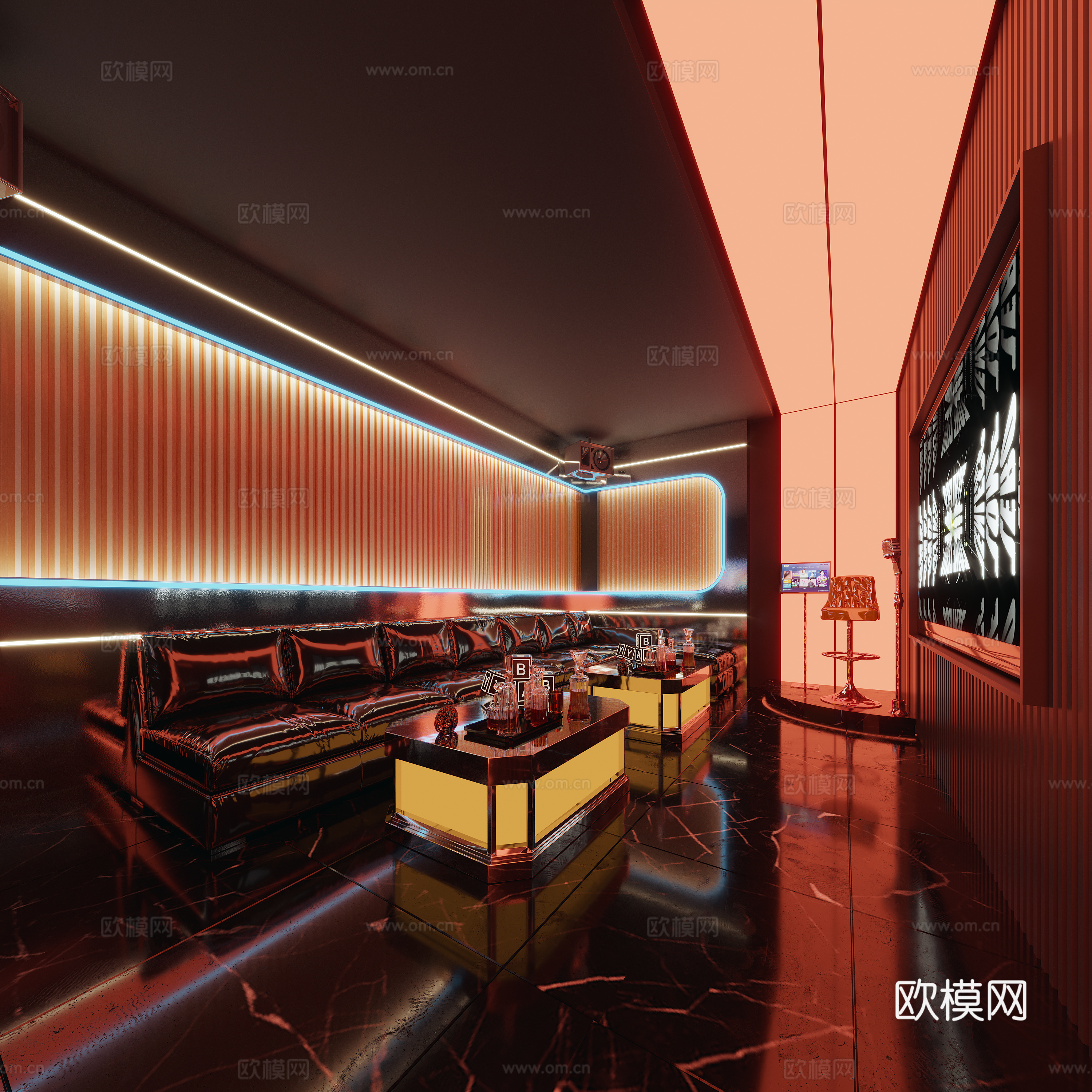 现代KTV包厢 点歌设备 K房 卡座 酒吧包房3d模型