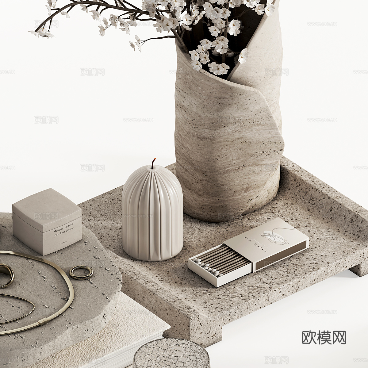 现代侘寂饰品摆件组合3d模型