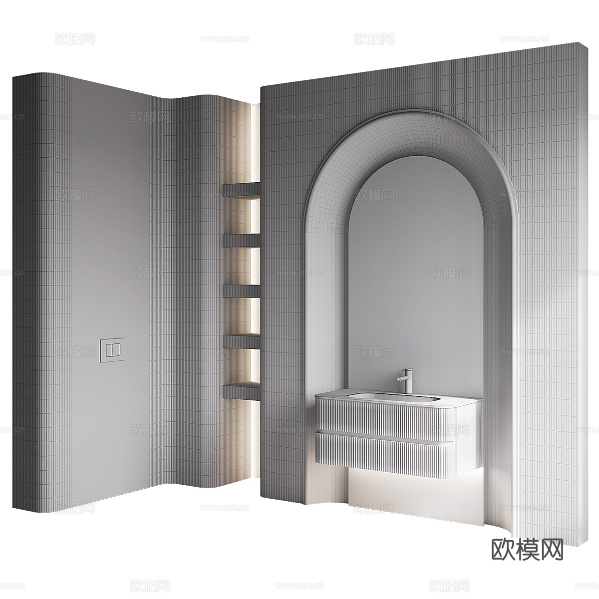新中式轻奢浴室柜 台盆柜3d模型