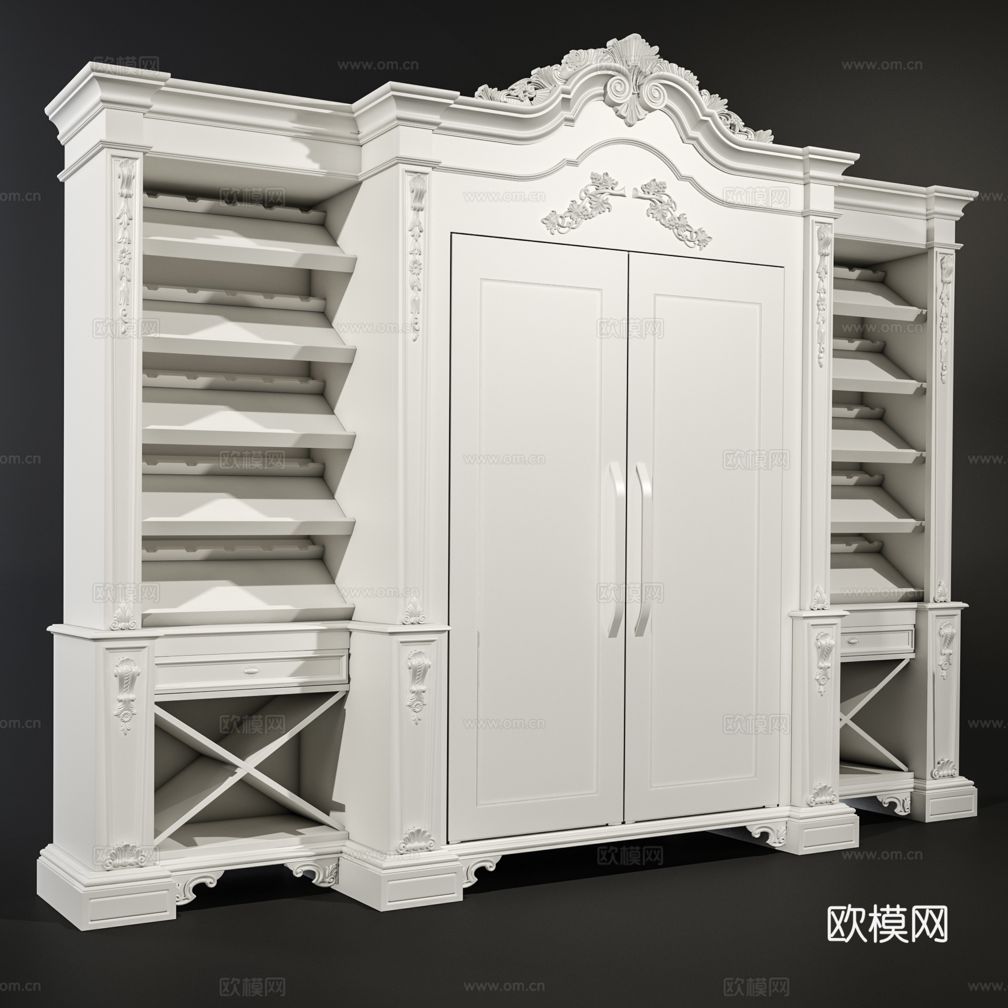欧式衣柜酒柜组合3d模型