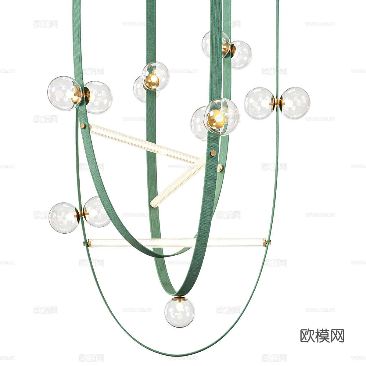 現(xiàn)代意式輕奢編織帶裝飾吊燈3d模型下載（渲染圖2）