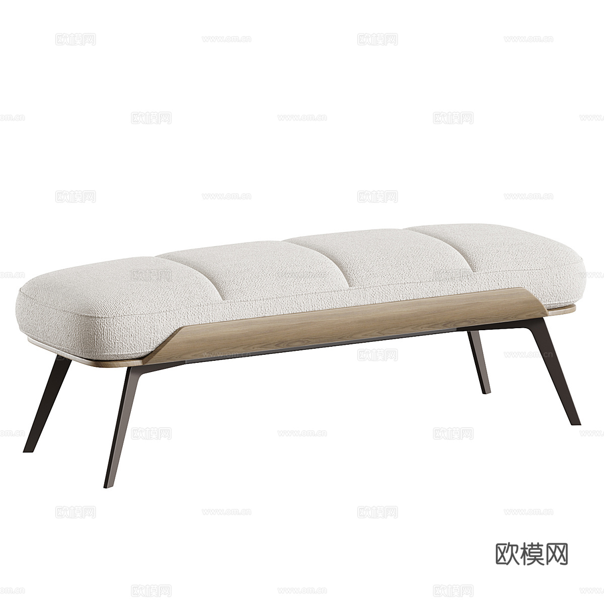 新中式布艺皮革长凳 床尾凳3d模型