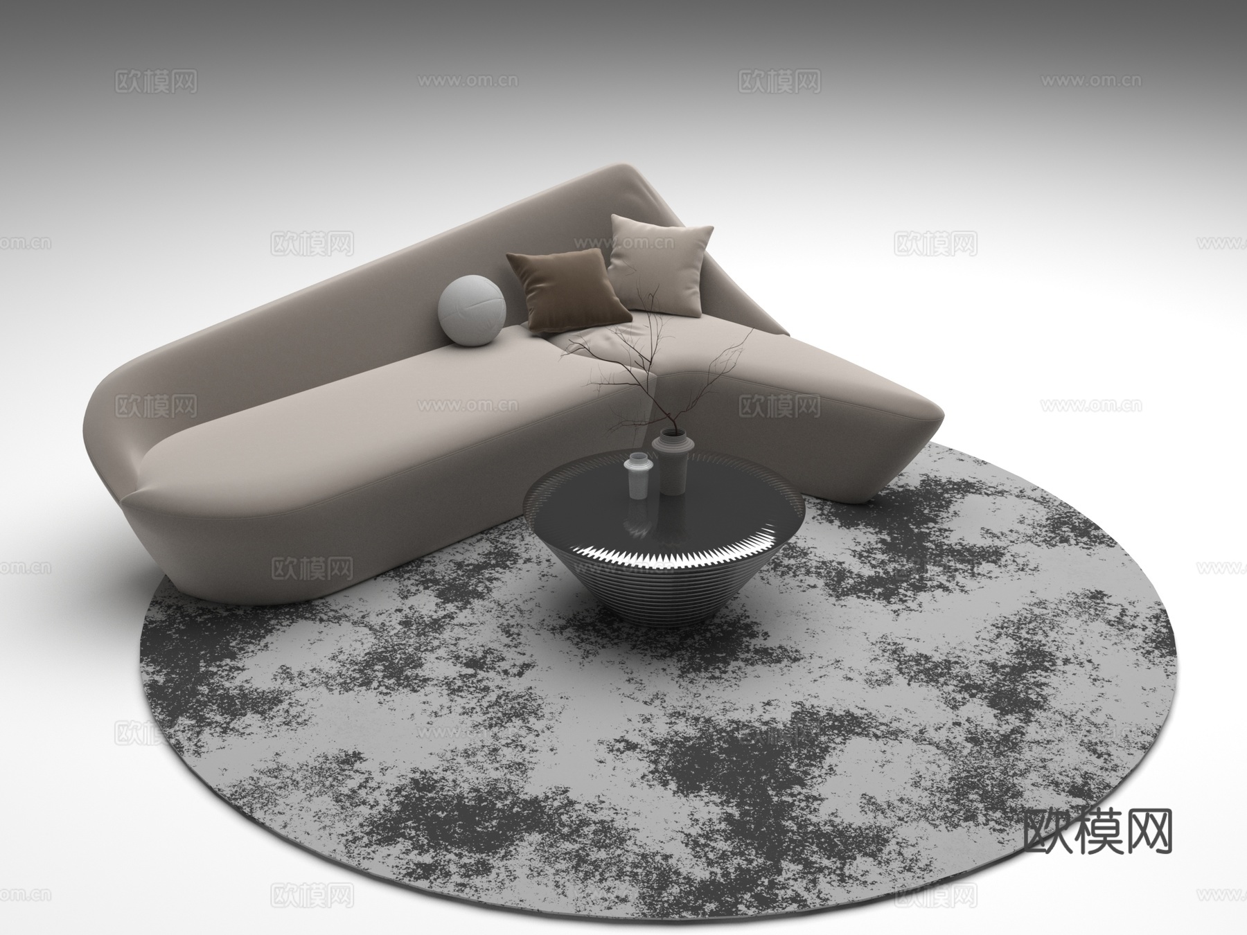 沙发组合 现代沙发 灰色简约沙发 双人沙发3d模型