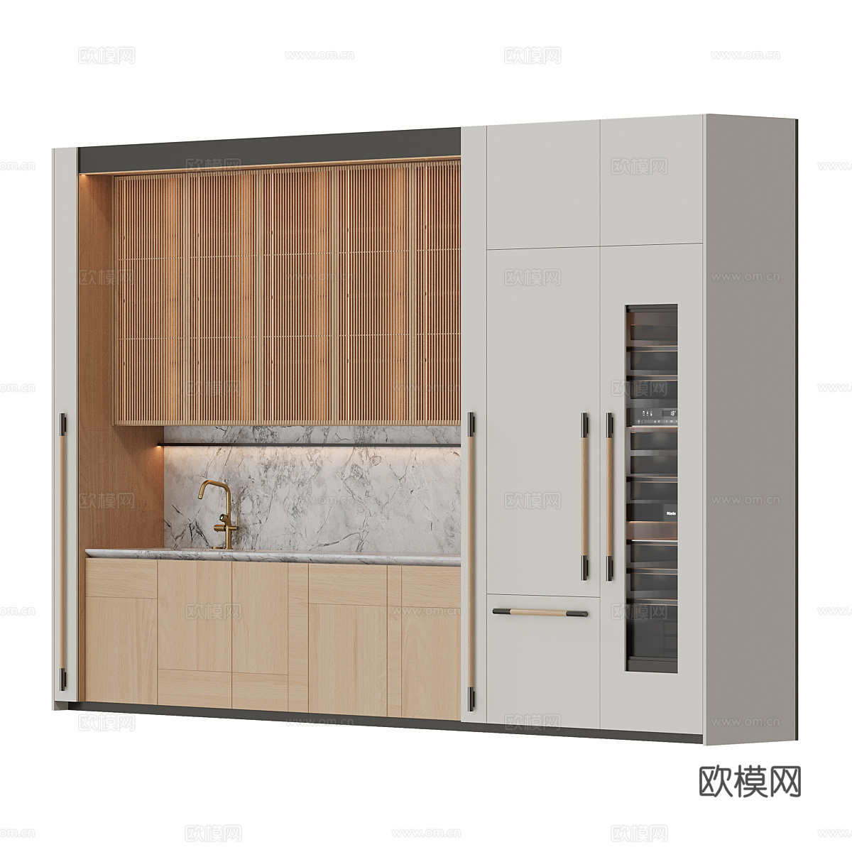 现代意式极简橱柜 岛台3d模型
