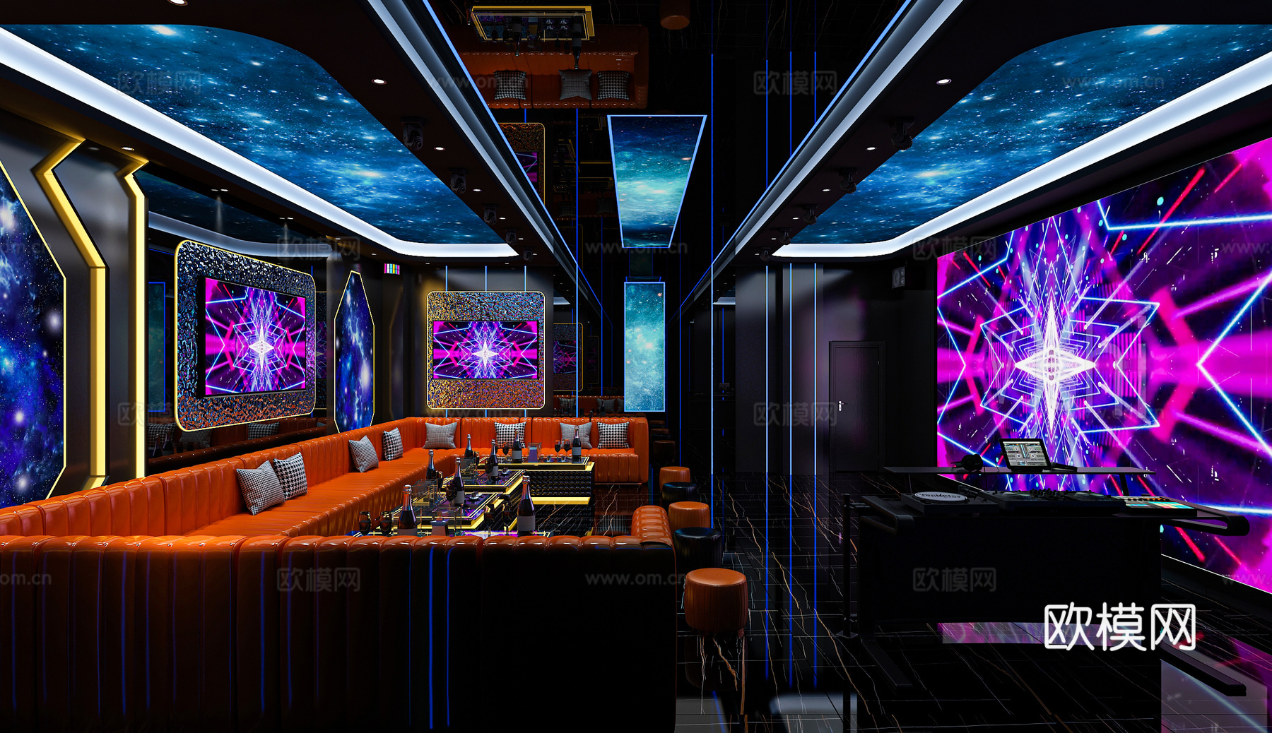 派对房 KTV 打碟机 卡座沙发 激光灯3d模型