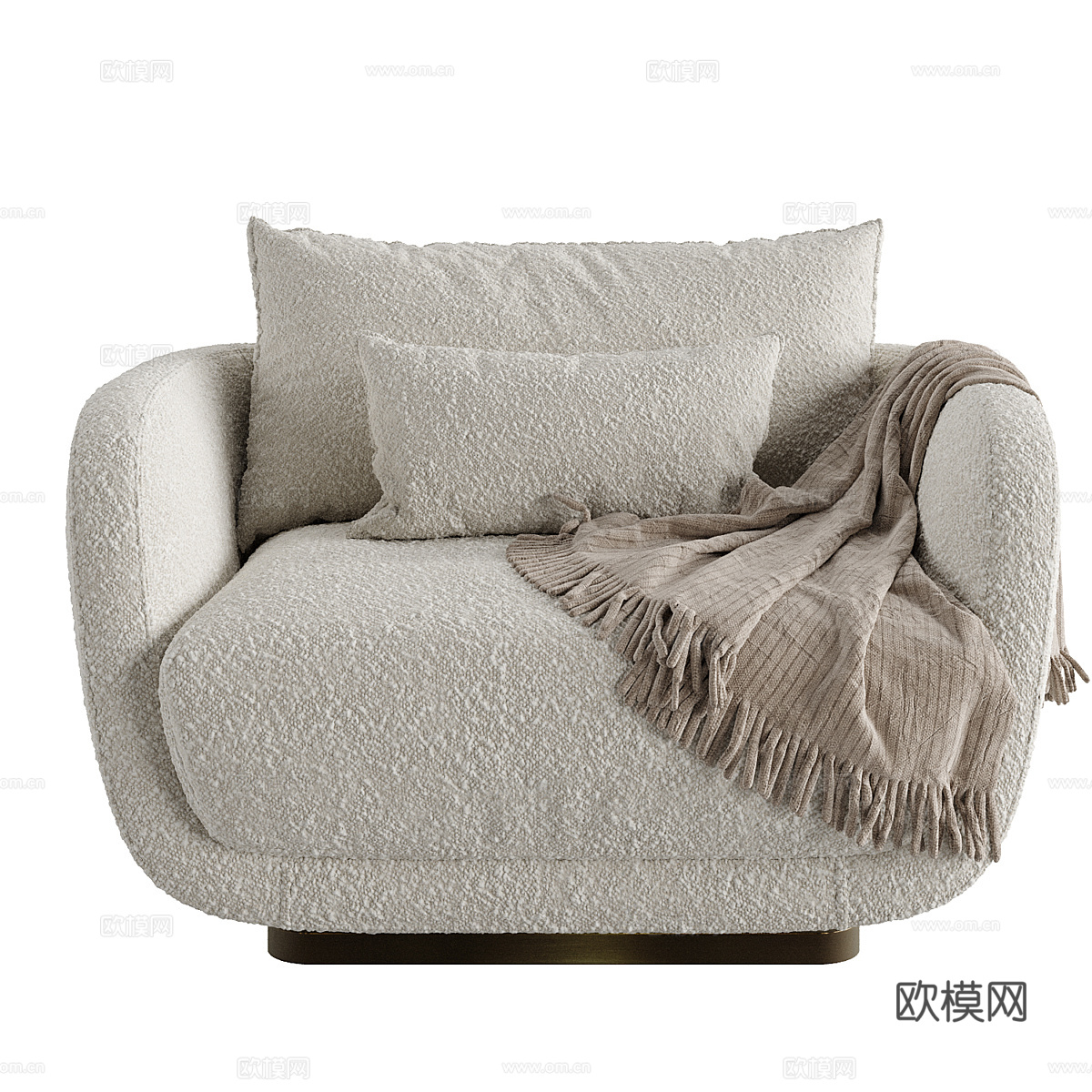 现代意式奶油风布艺沙发椅3d模型