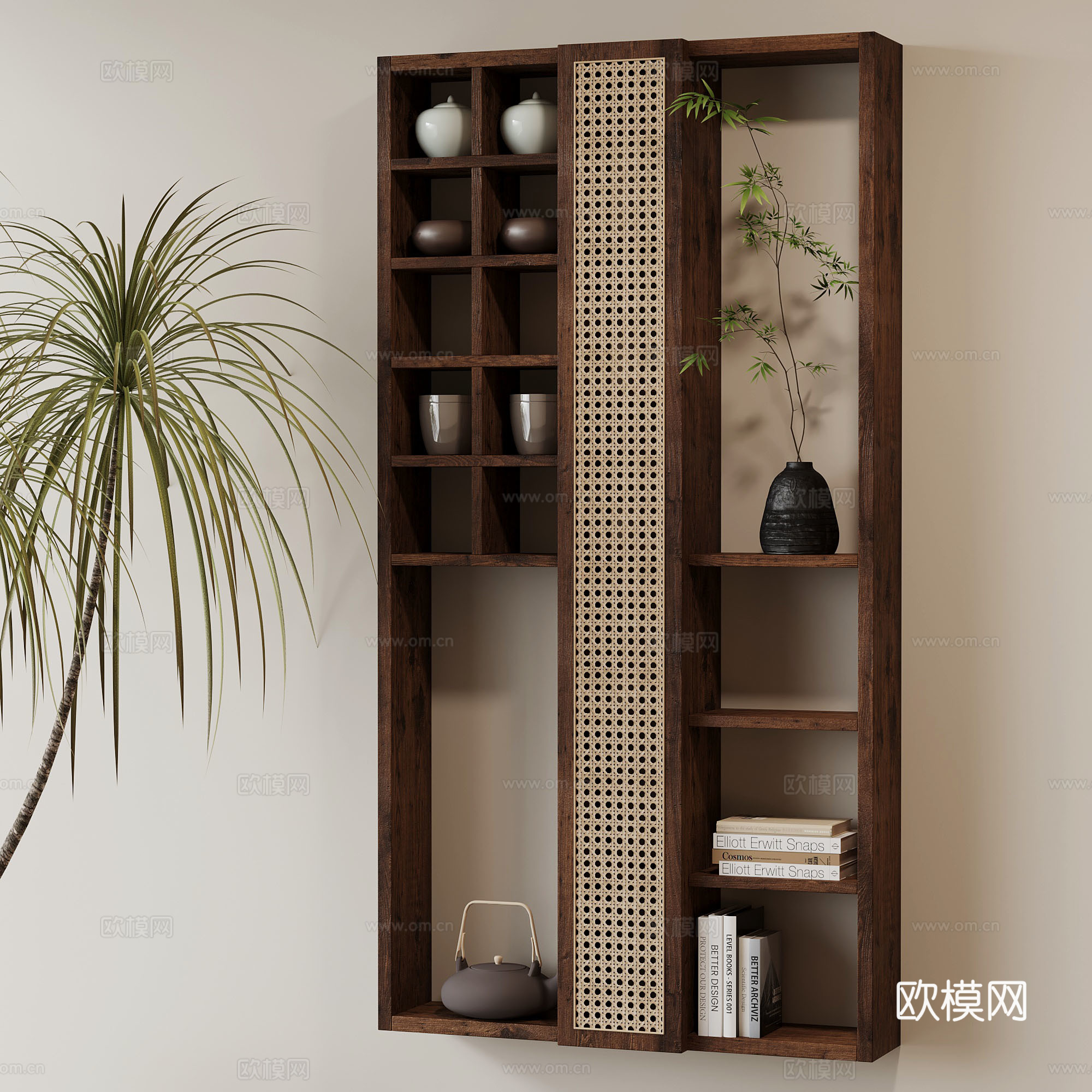 置物架 新中式置物架 壁挂置物架3d模型