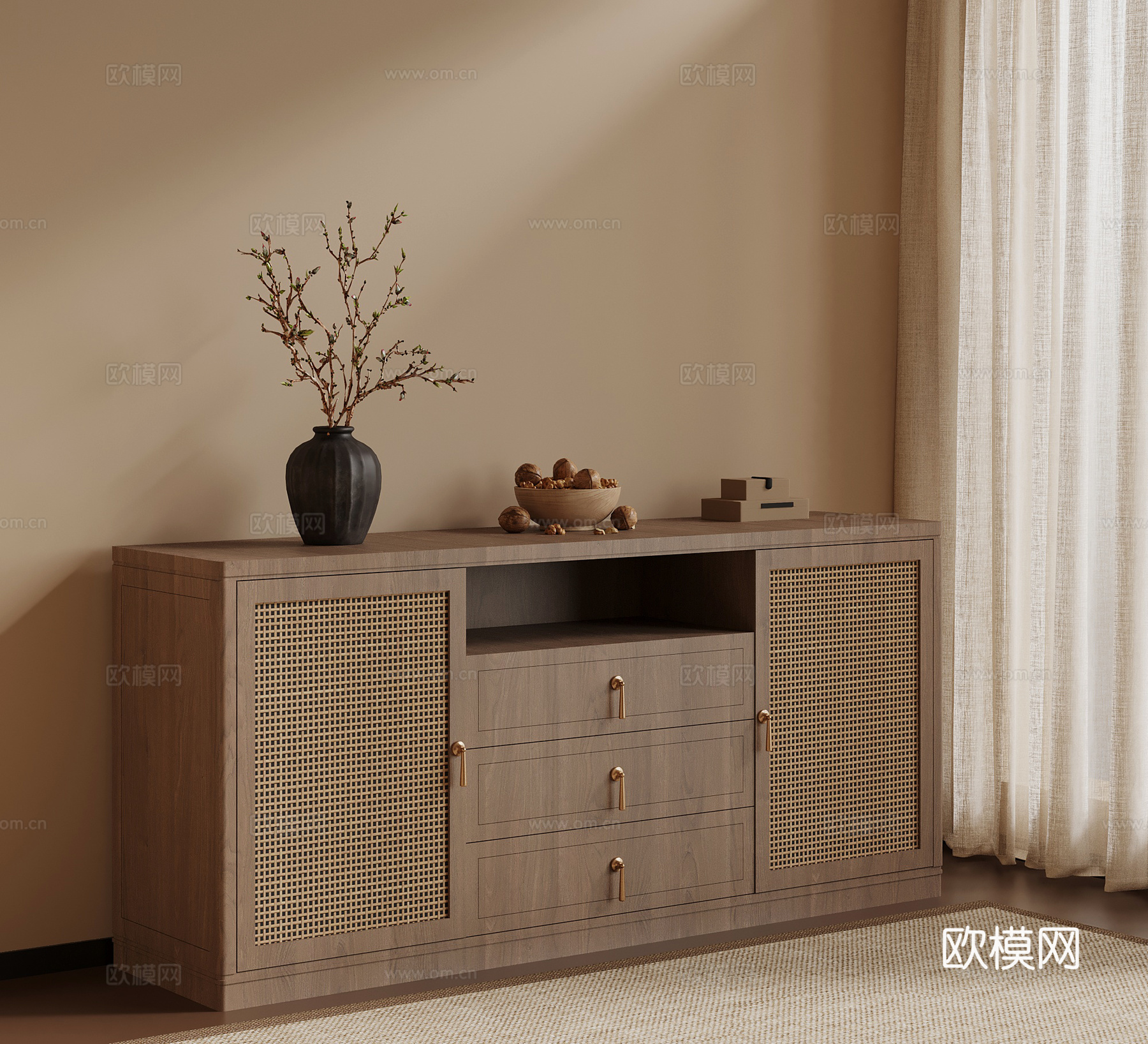 新中式玄关柜 边柜3d模型