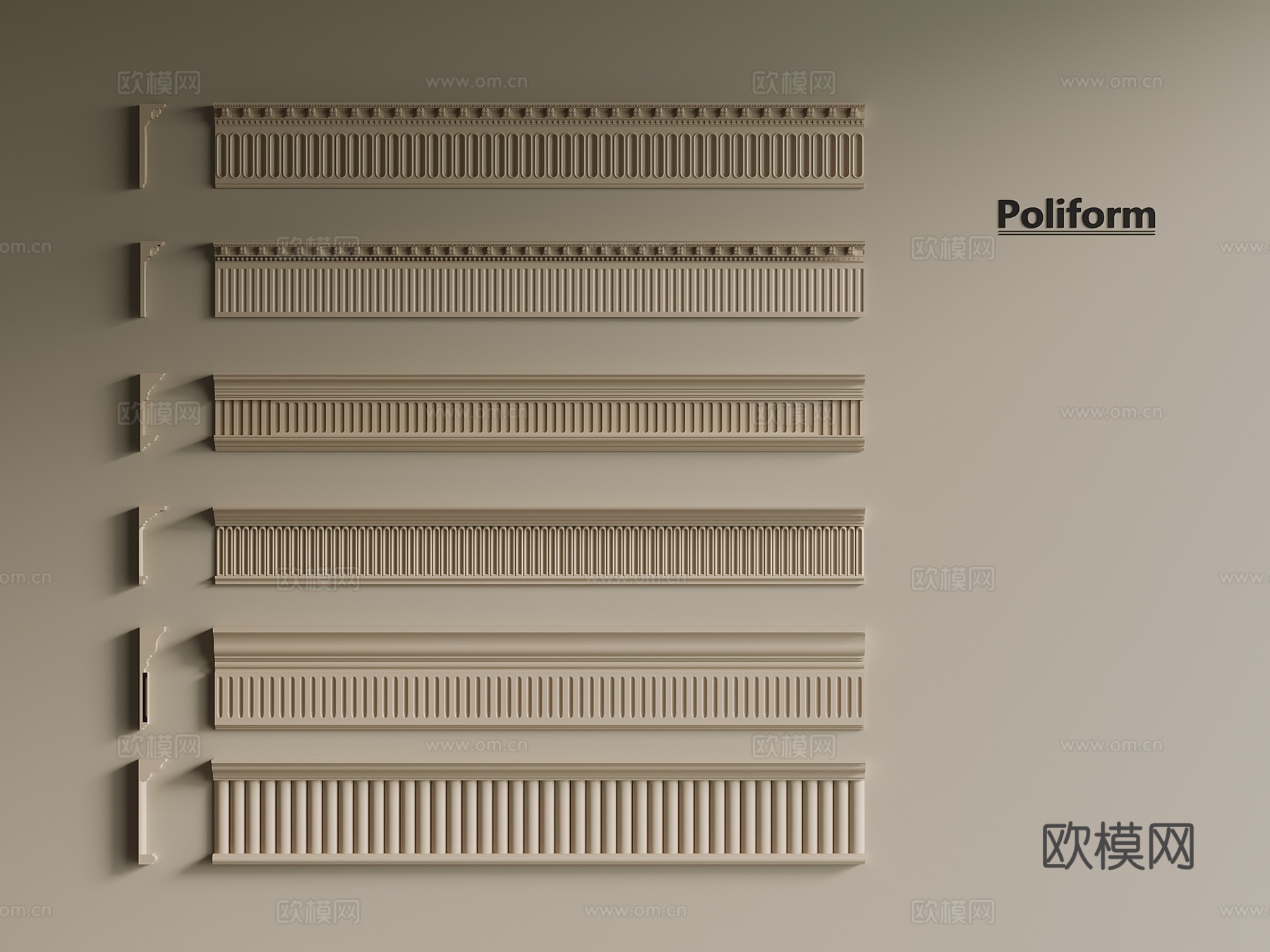 法式 顶角线3d模型下载