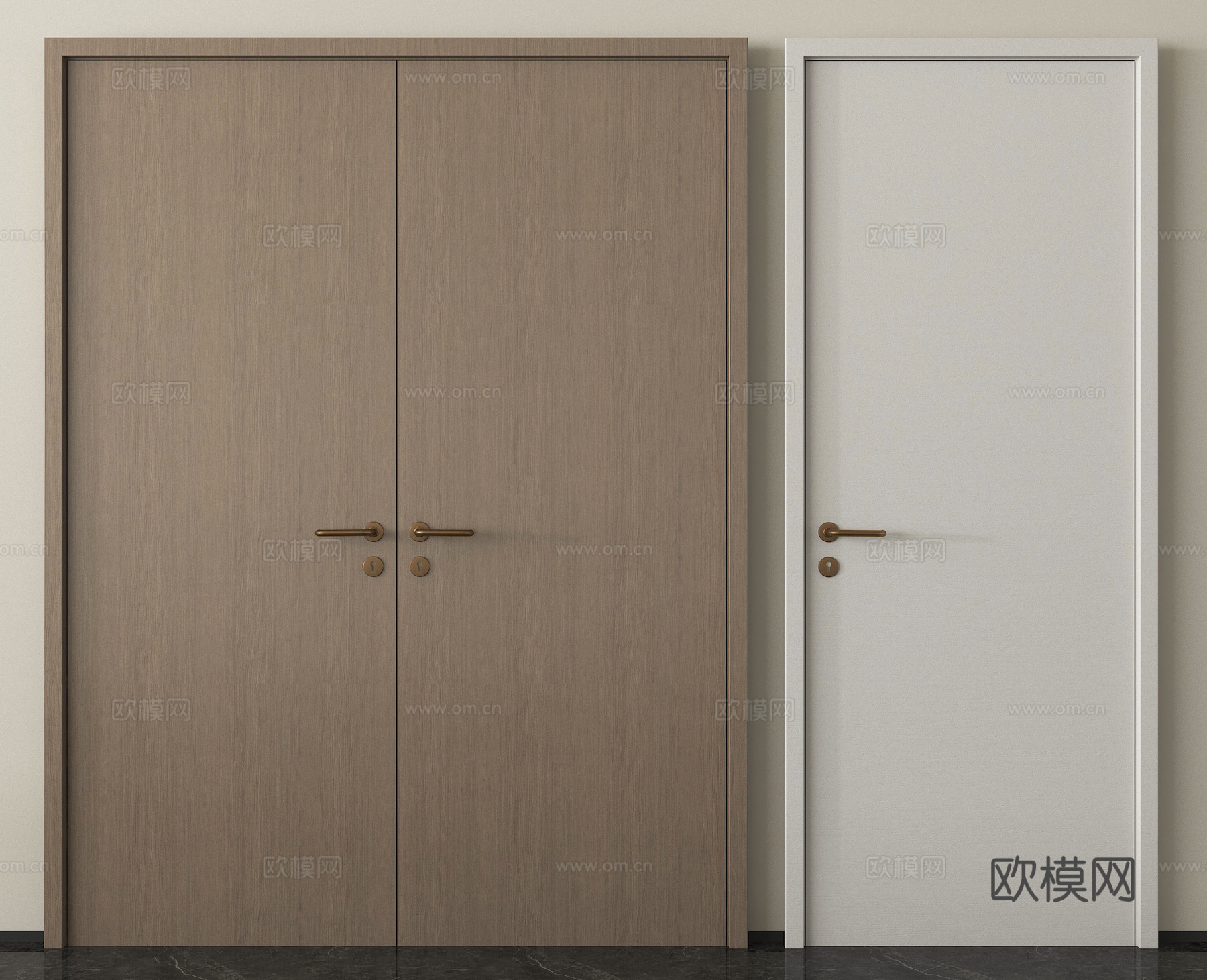 现代双开门 单开门 大门 卧室门 入户门 木门3d模型