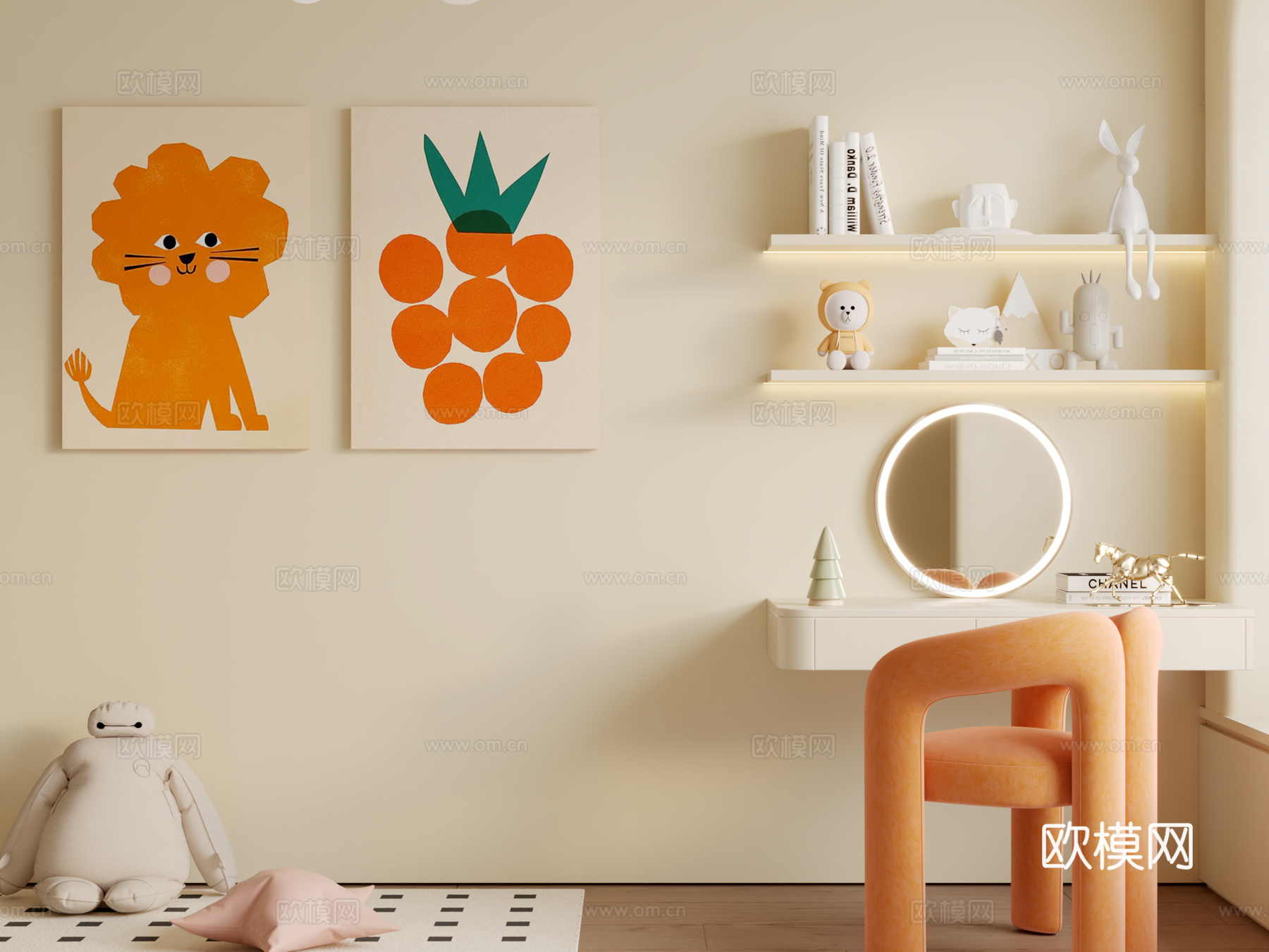 现代儿童房挂画3d模型
