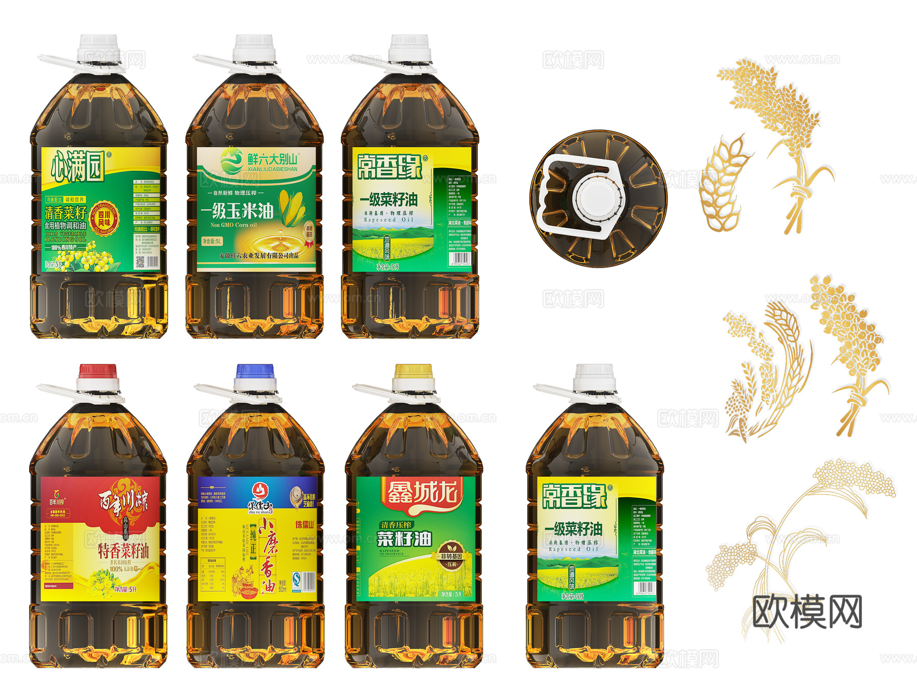 食用油，油桶，菜油，调味品组合，调料瓶，老抽，蚝油， 陈醋，3d模型