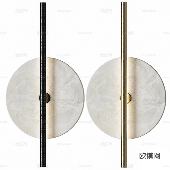現(xiàn)代意式輕奢大理石金屬裝飾壁燈3d模型下載(渲染圖1)