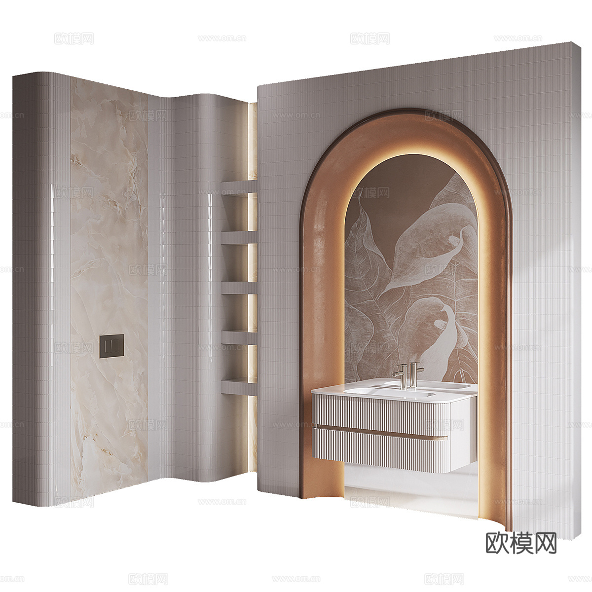 新中式轻奢浴室柜 台盆柜3d模型