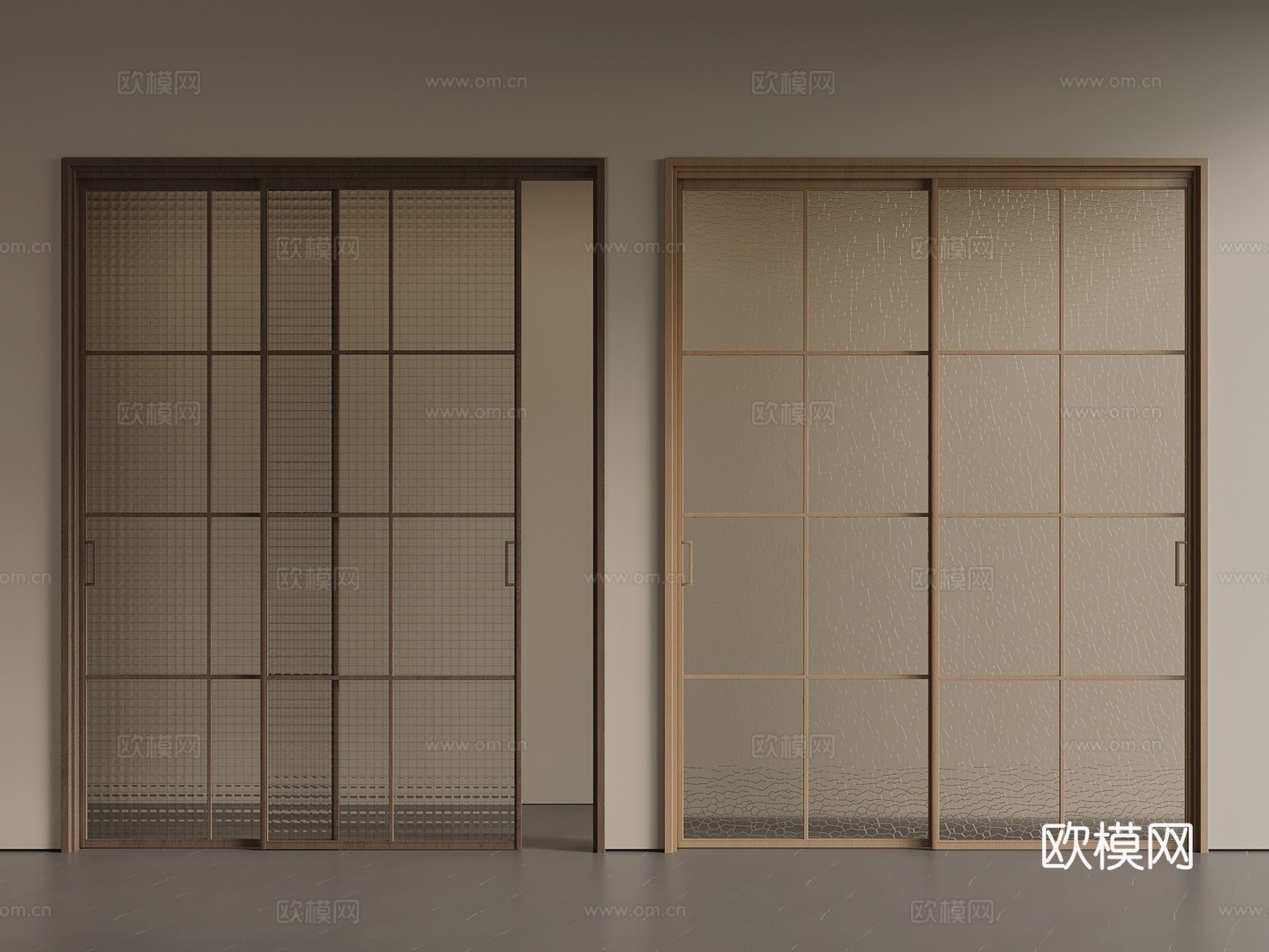 中古 新中式 推拉门su模型