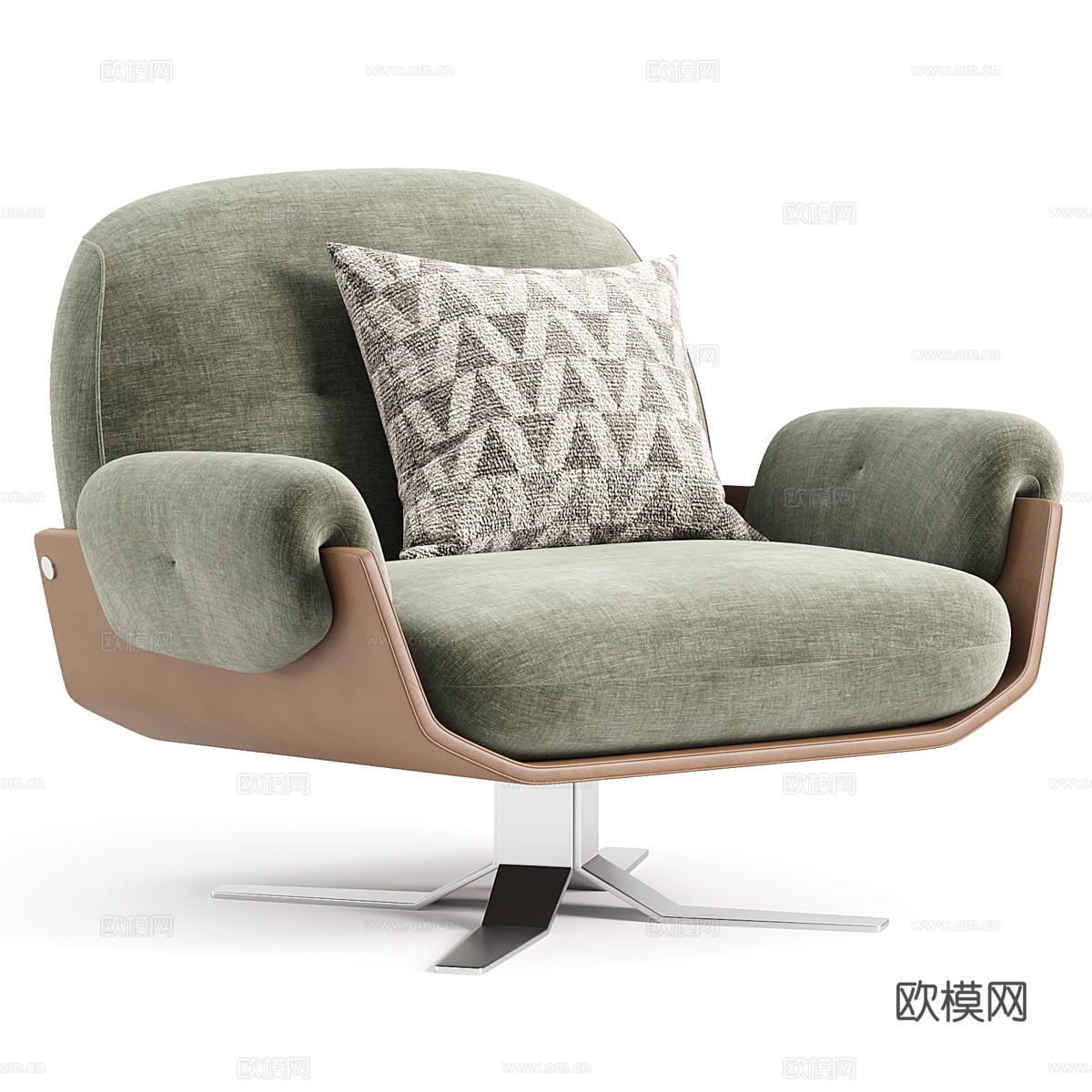 现代意式布艺皮革休闲椅3d模型