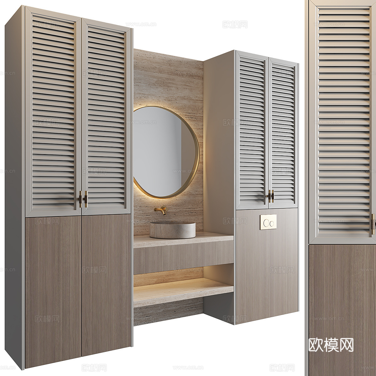新中式浴室柜 台盆柜3d模型