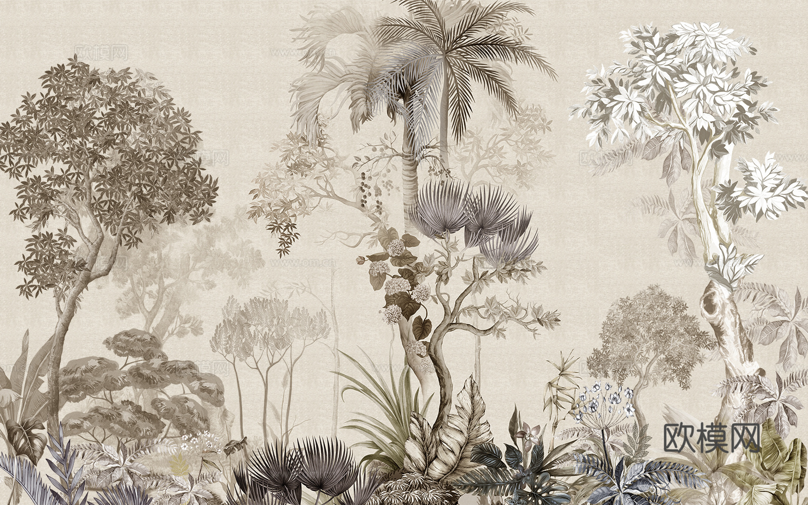 植物印花壁纸贴图