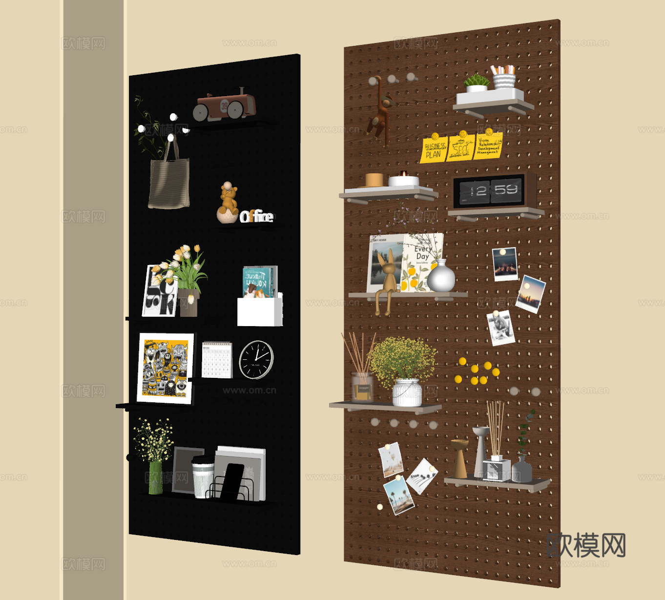 法式中古洞洞板 置物架su模型