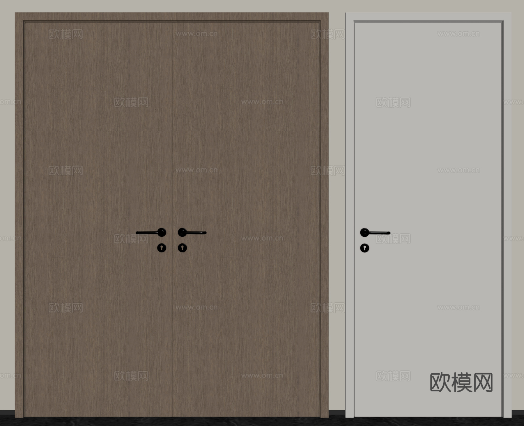 现代双开门 单开门 大门 卧室门 入户门 木门su模型