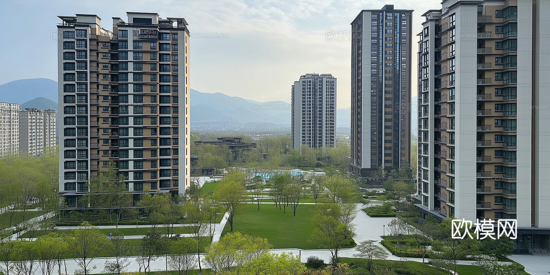 现代小区外景_小区白天外景贴图