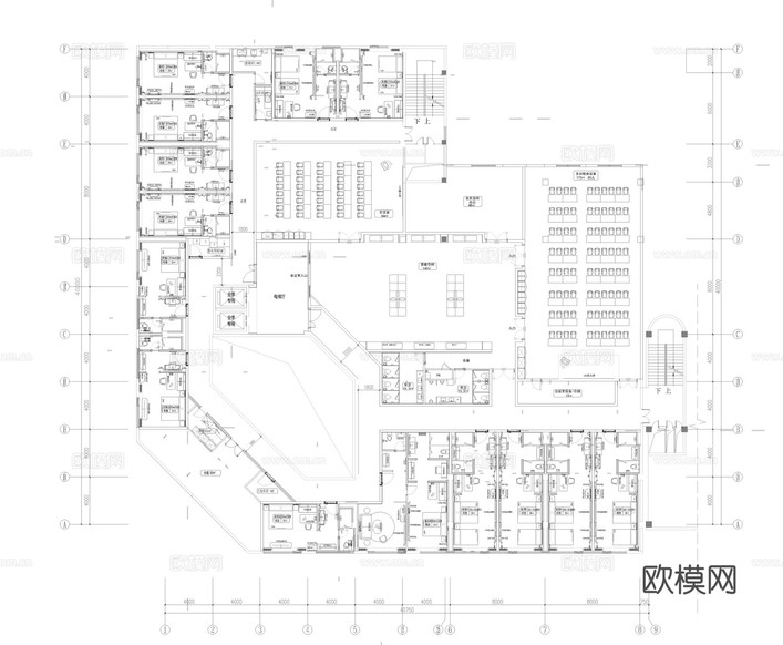酒店大堂餐廳廚房公共休息區(qū)cad施工圖下載(渲染圖2)