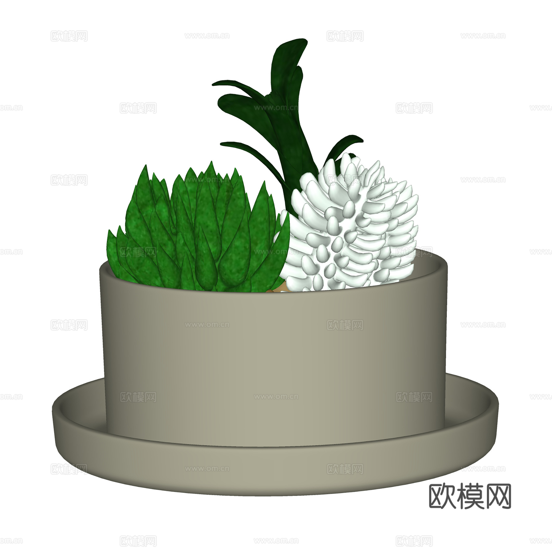 现代盆栽盆景  室内盆栽  绿植盆景多肉su模型