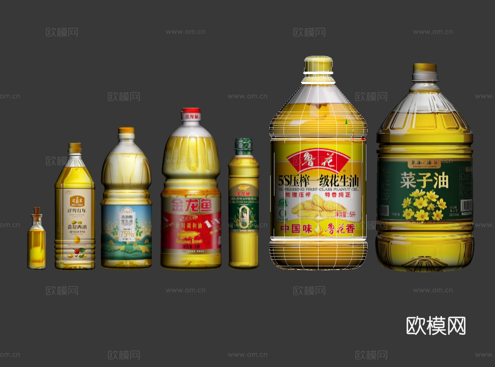 食用油，油桶，菜油，调味品组合，调料瓶，老抽，蚝油， 陈醋，su模型