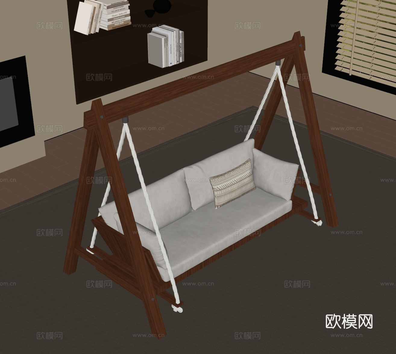 秋千椅 现代中古风秋千椅su模型