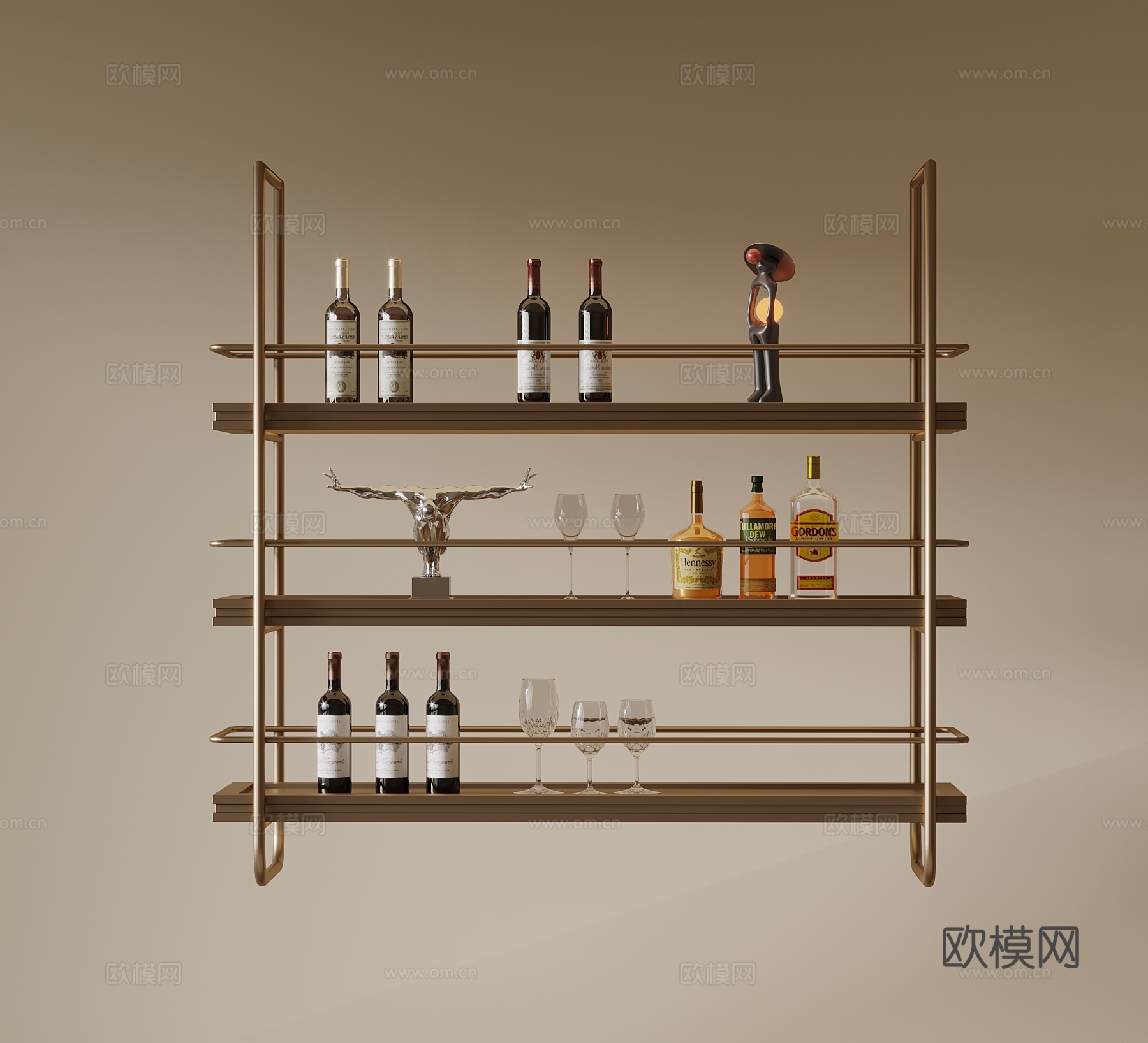 现代酒架su模型