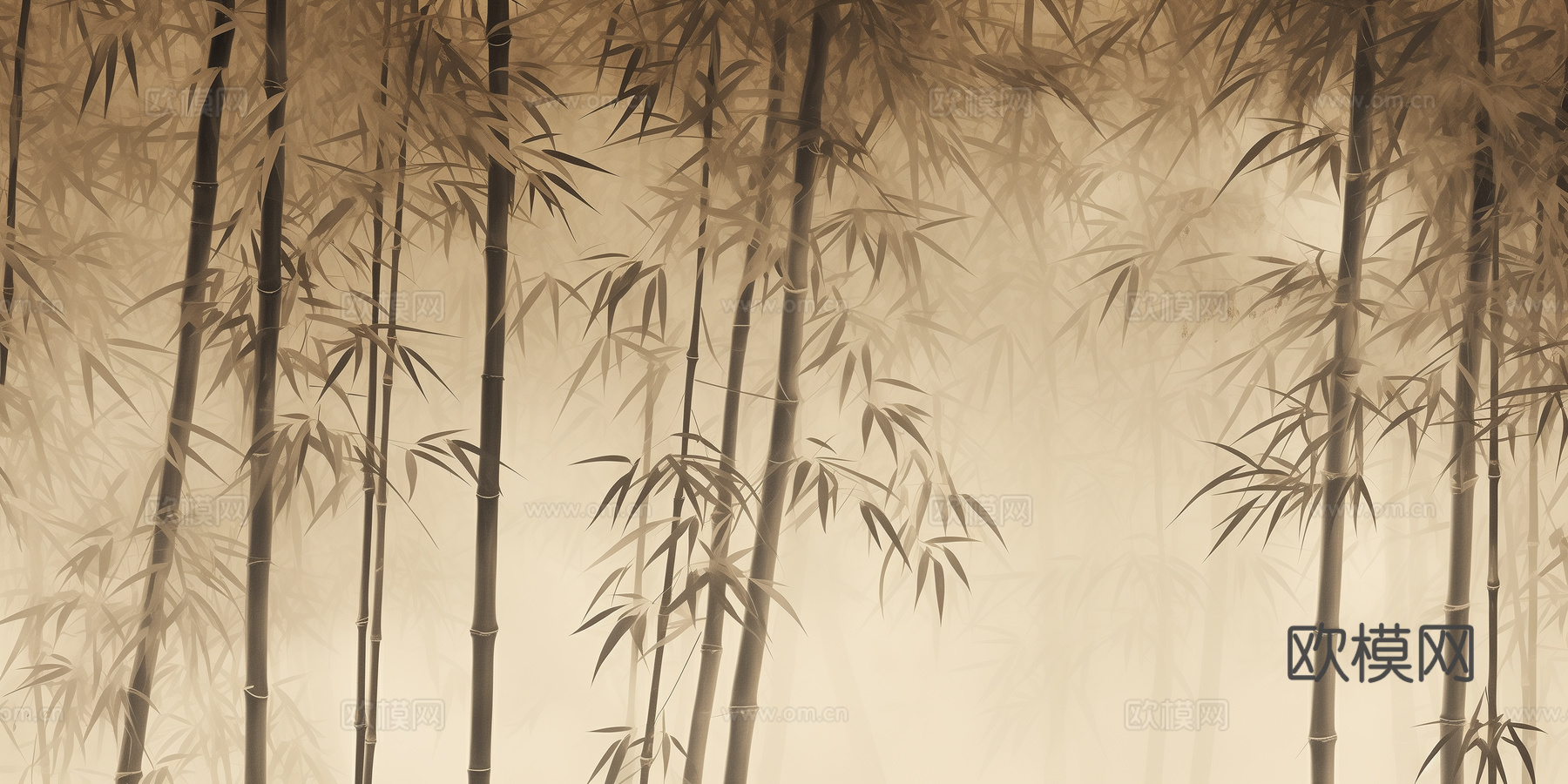 新中式禅意竹子壁纸贴图